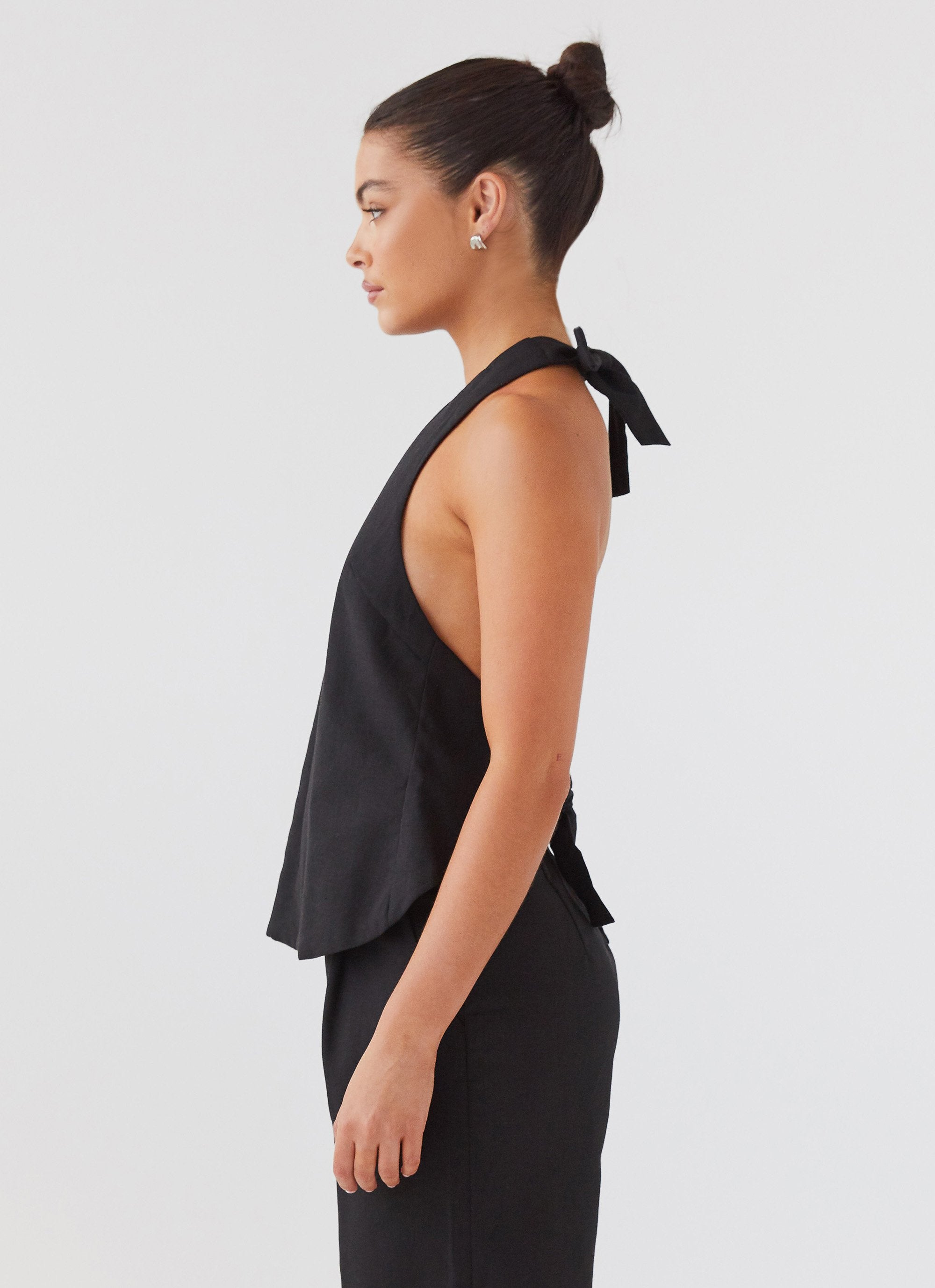 Heatwave Linen Apron Top - Black