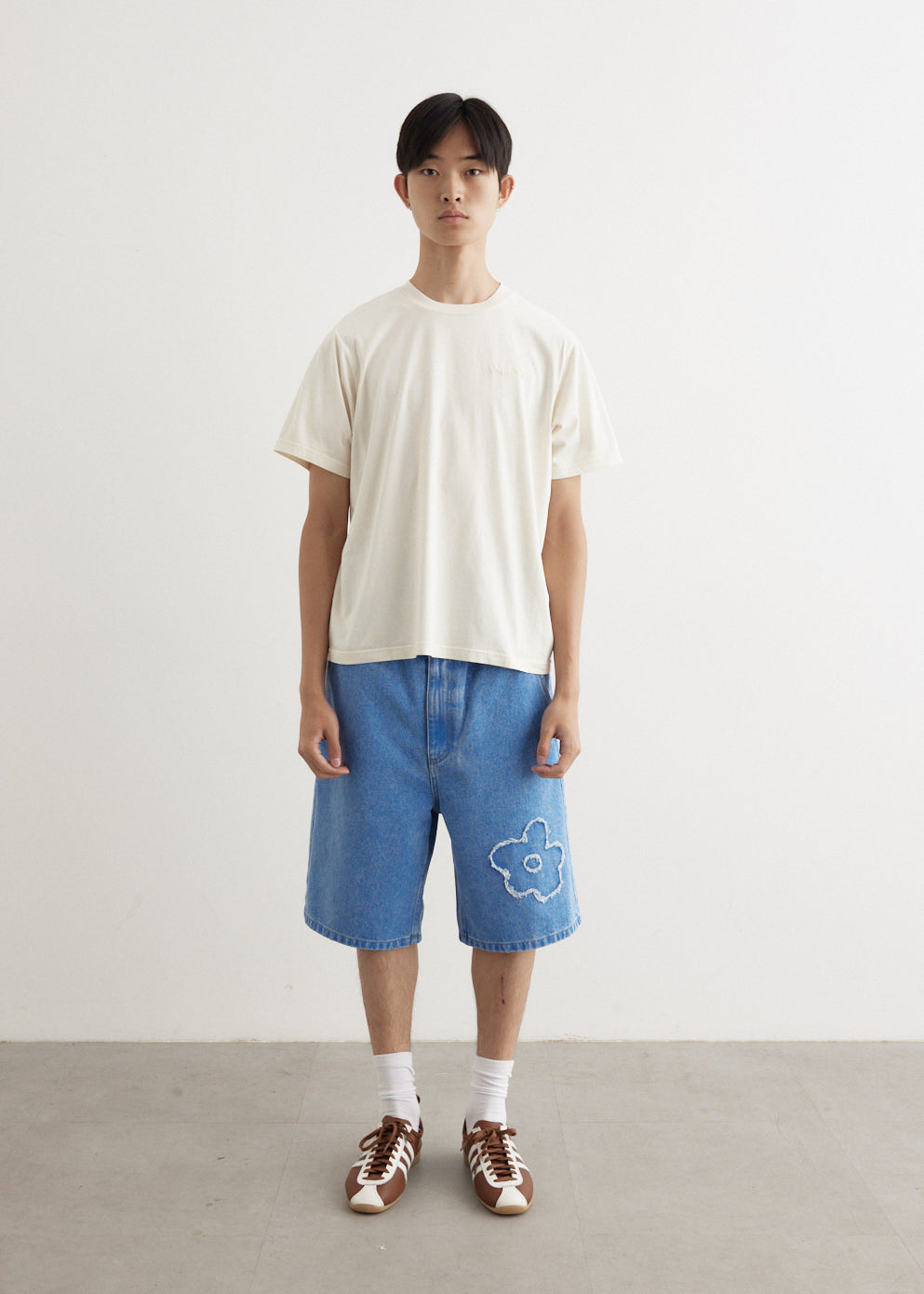 Flower Patch Bleached Denim Shorts