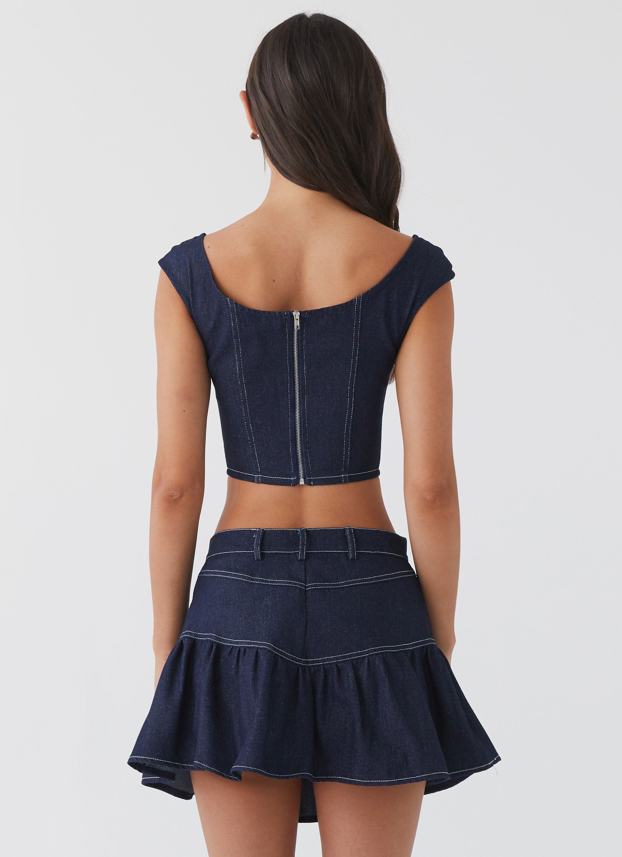 Isabella Denim Bustier Top - Indigo