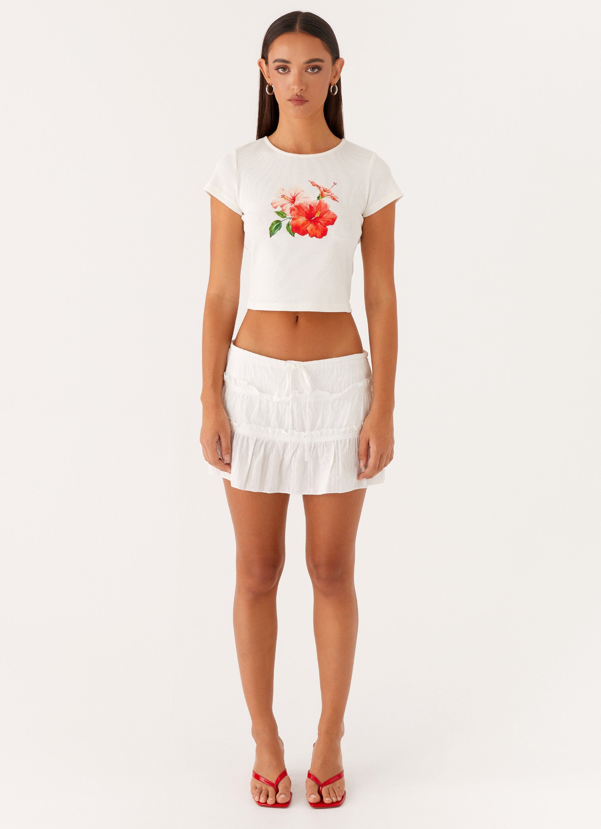 Nicolette Ruched Skort - White