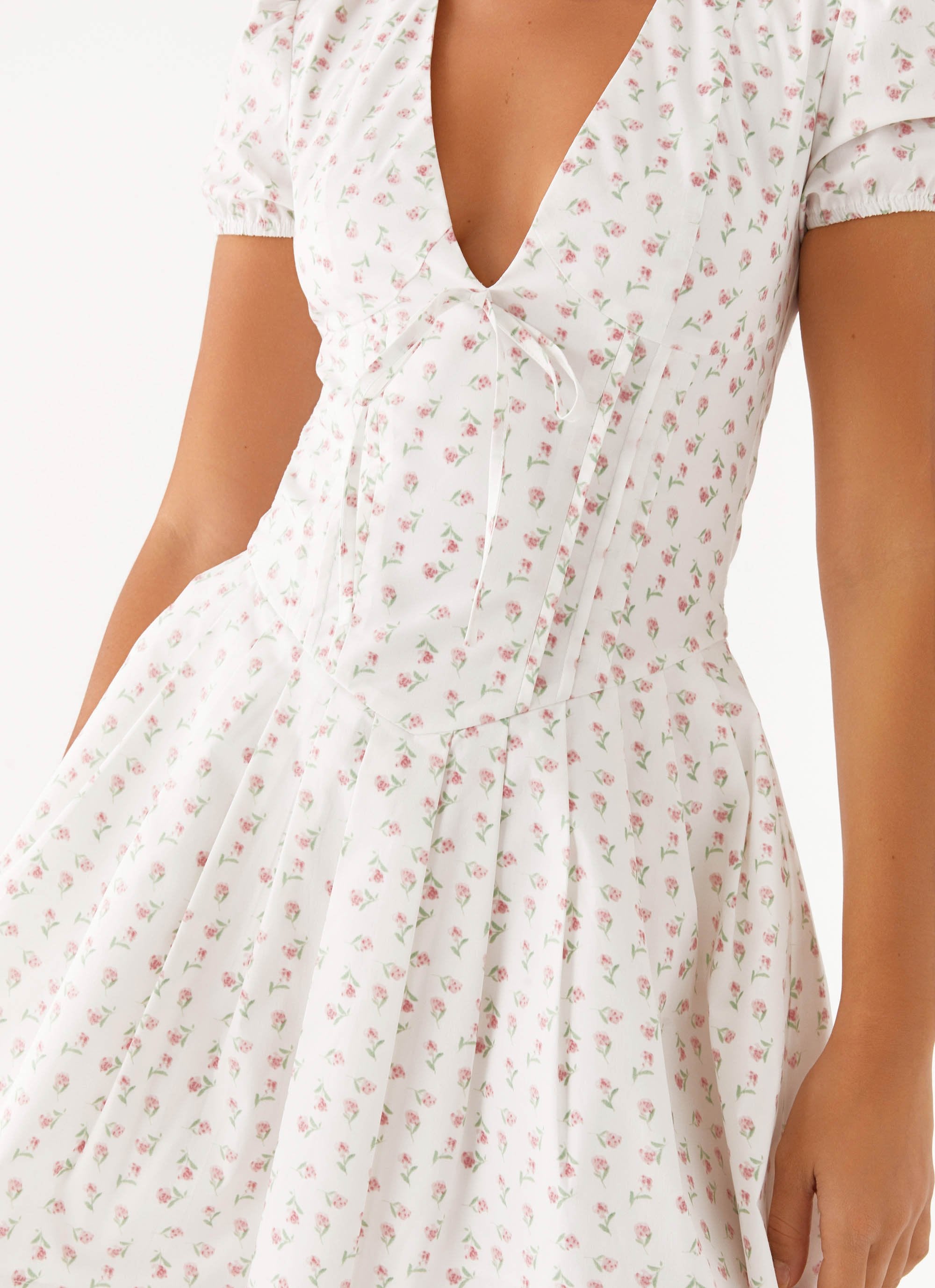 Falling Water Mini Dress - White Floral