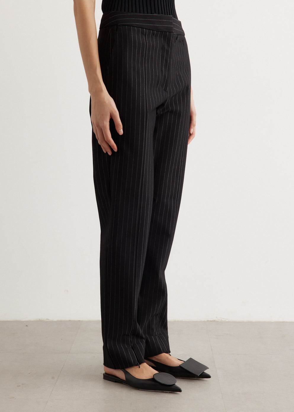 Compact Stripe Jersey Mid Waist Pants