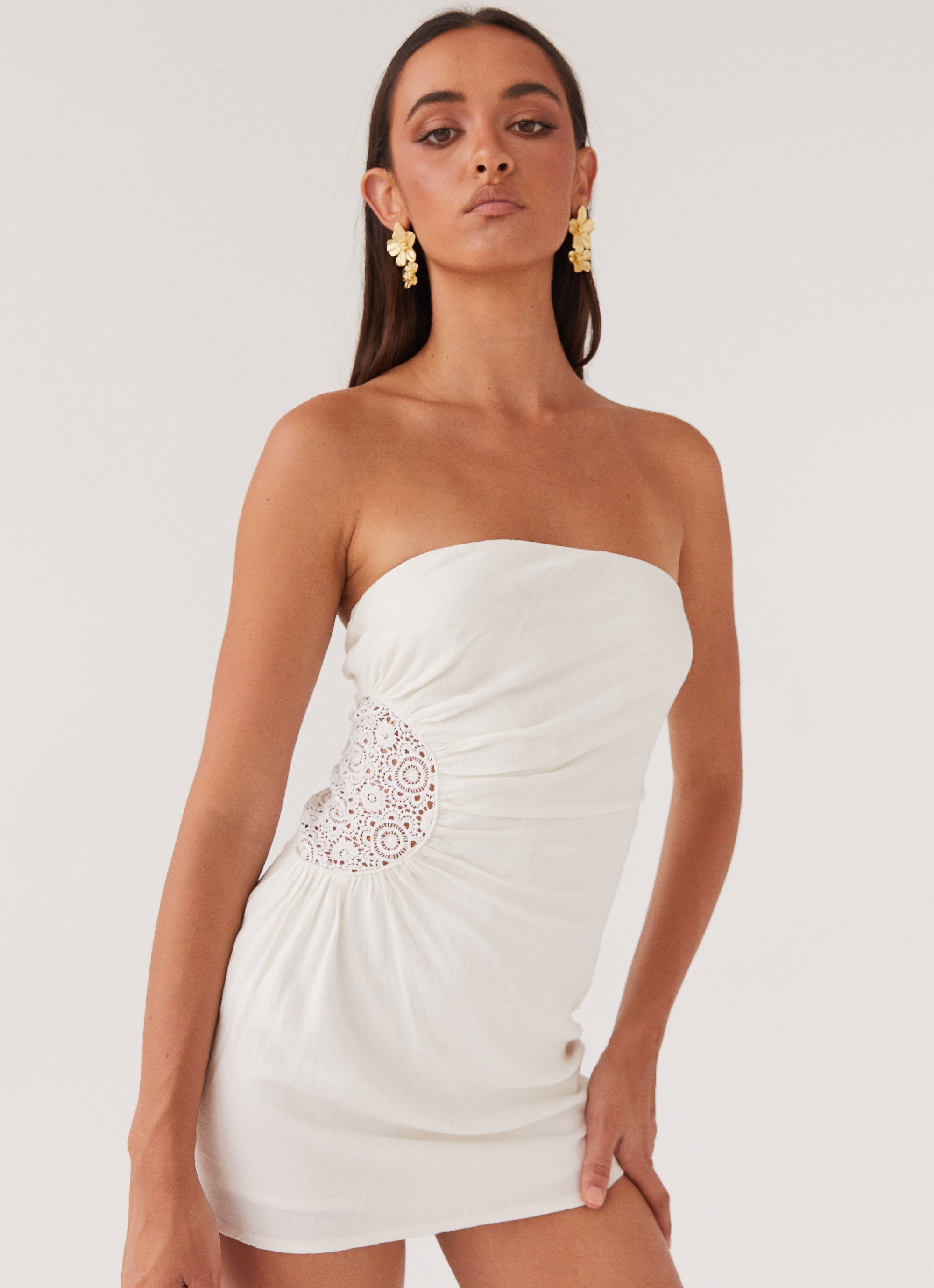 Palm Island Tube Mini Dress - White