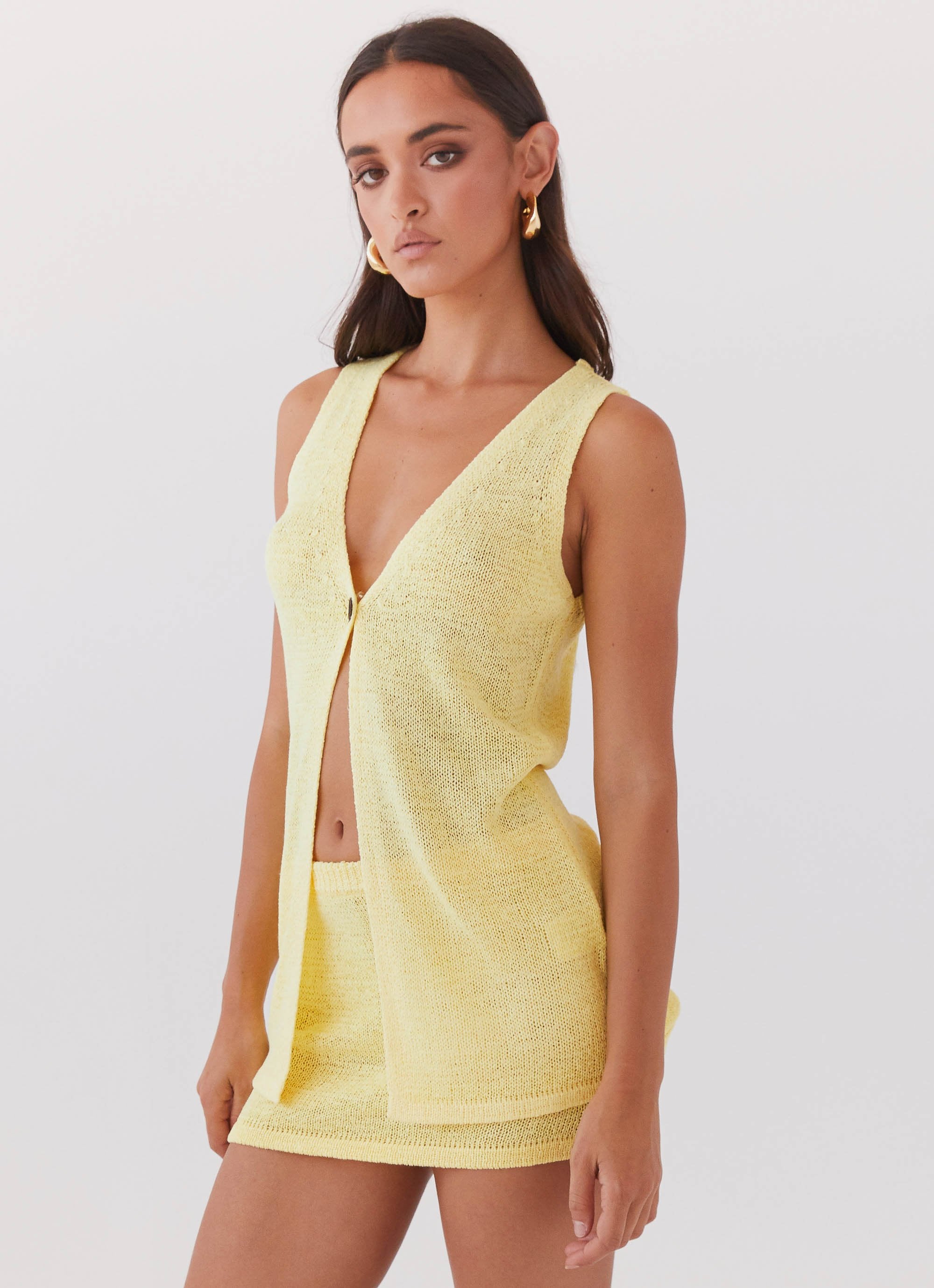 Capri Glow Knit Mini Skirt - Canary