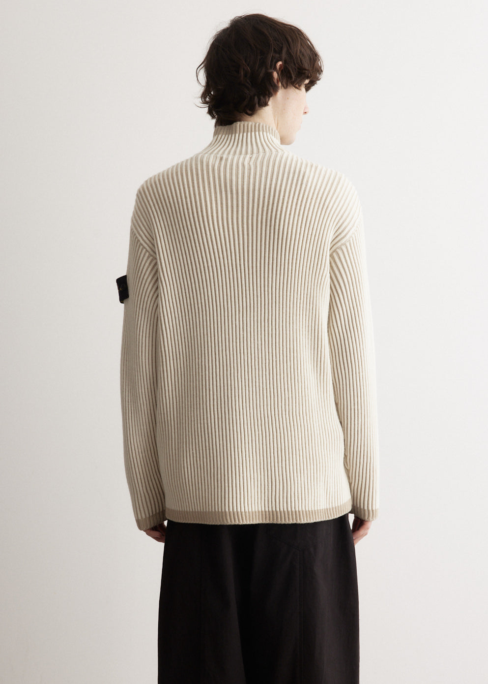 Half Zip Two Colour Rib Knit