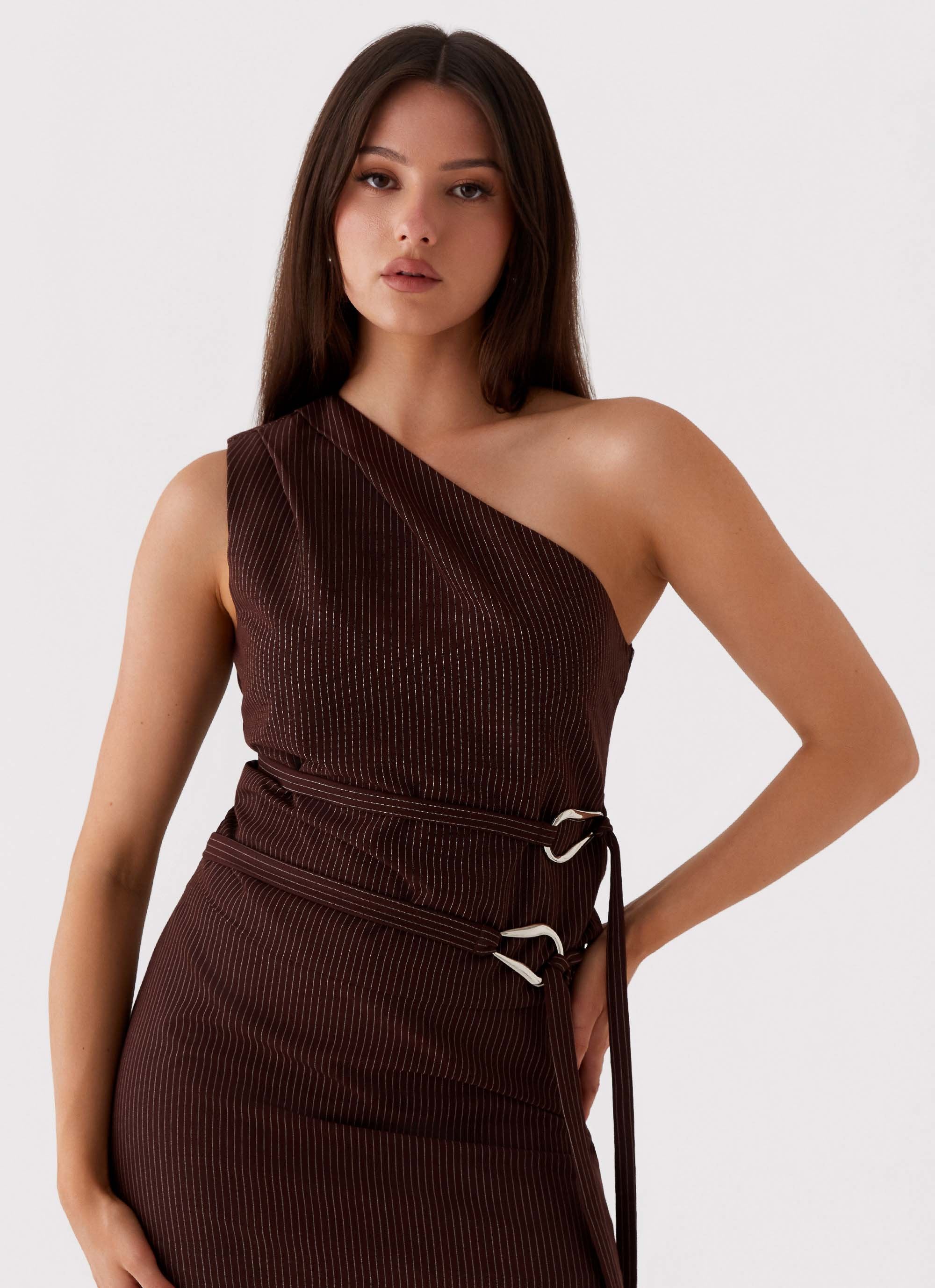 Orla One Shoulder Top - Chocolate