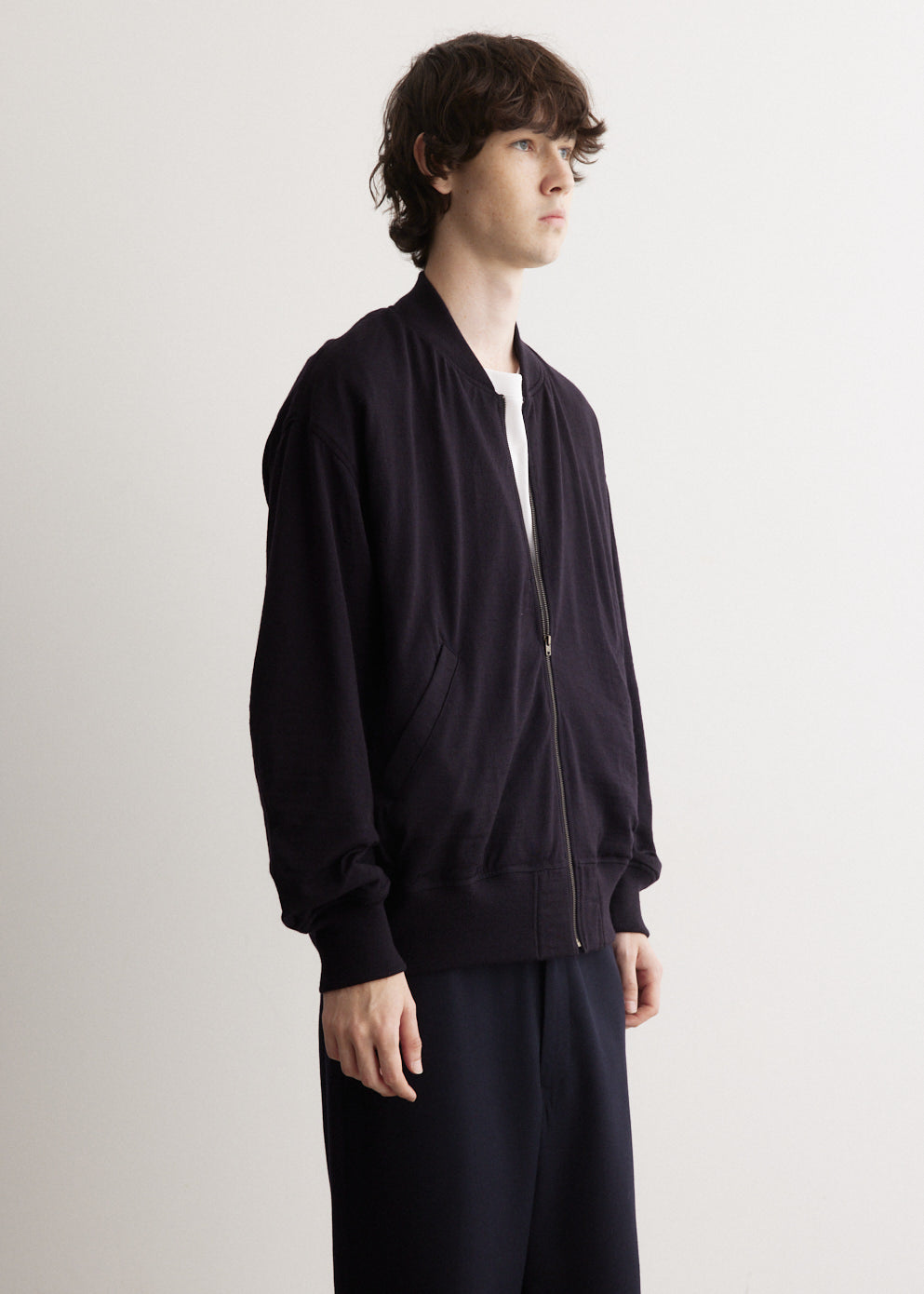 Wool Knit Zip Up Blouson