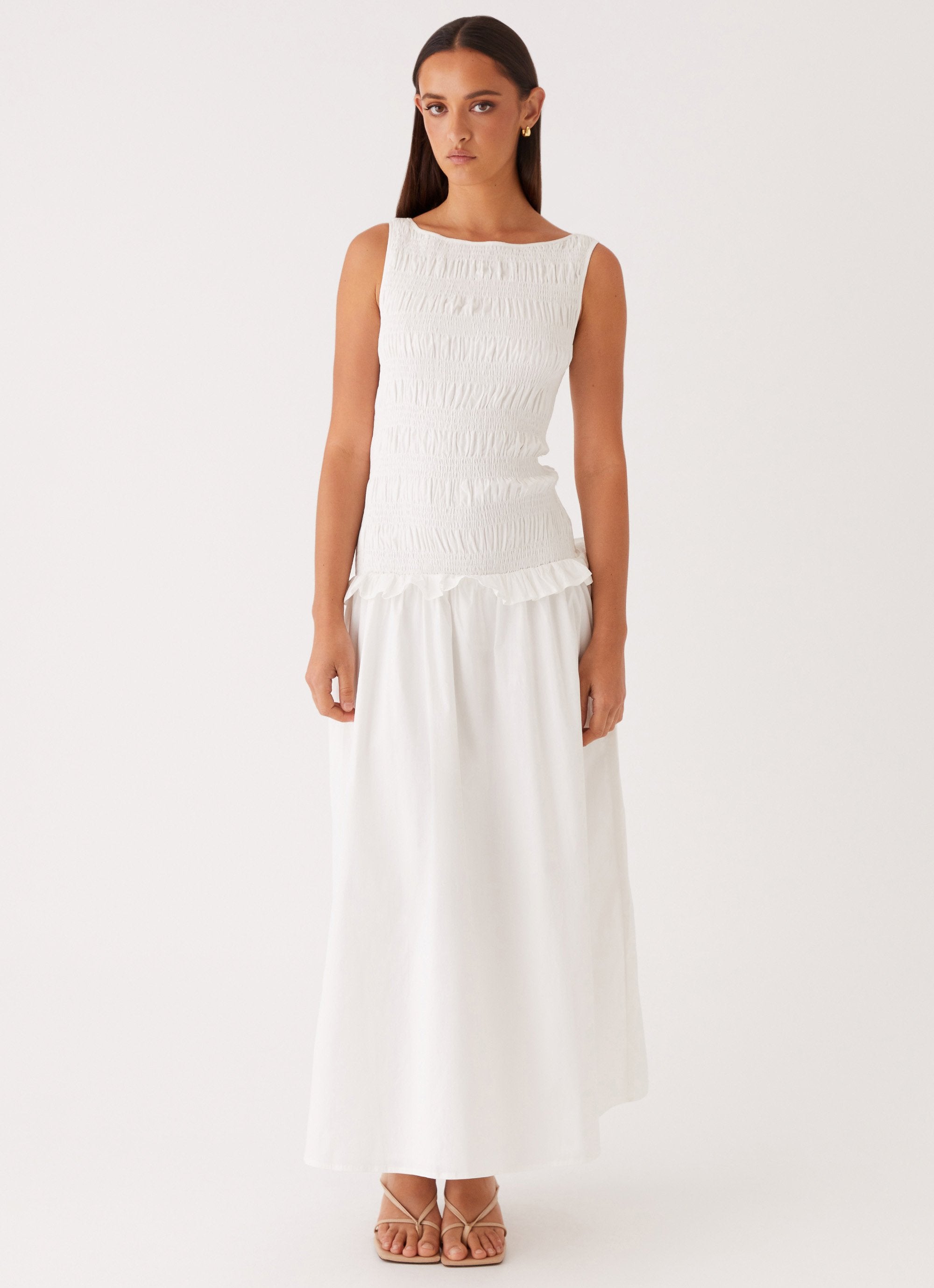 Vienna Anna Ruffle Maxi Dress - Ivory