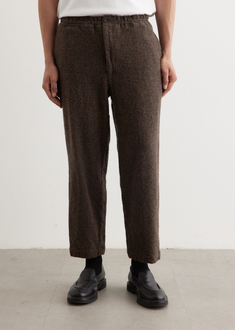 Wool Check Elastic Waist Trouser