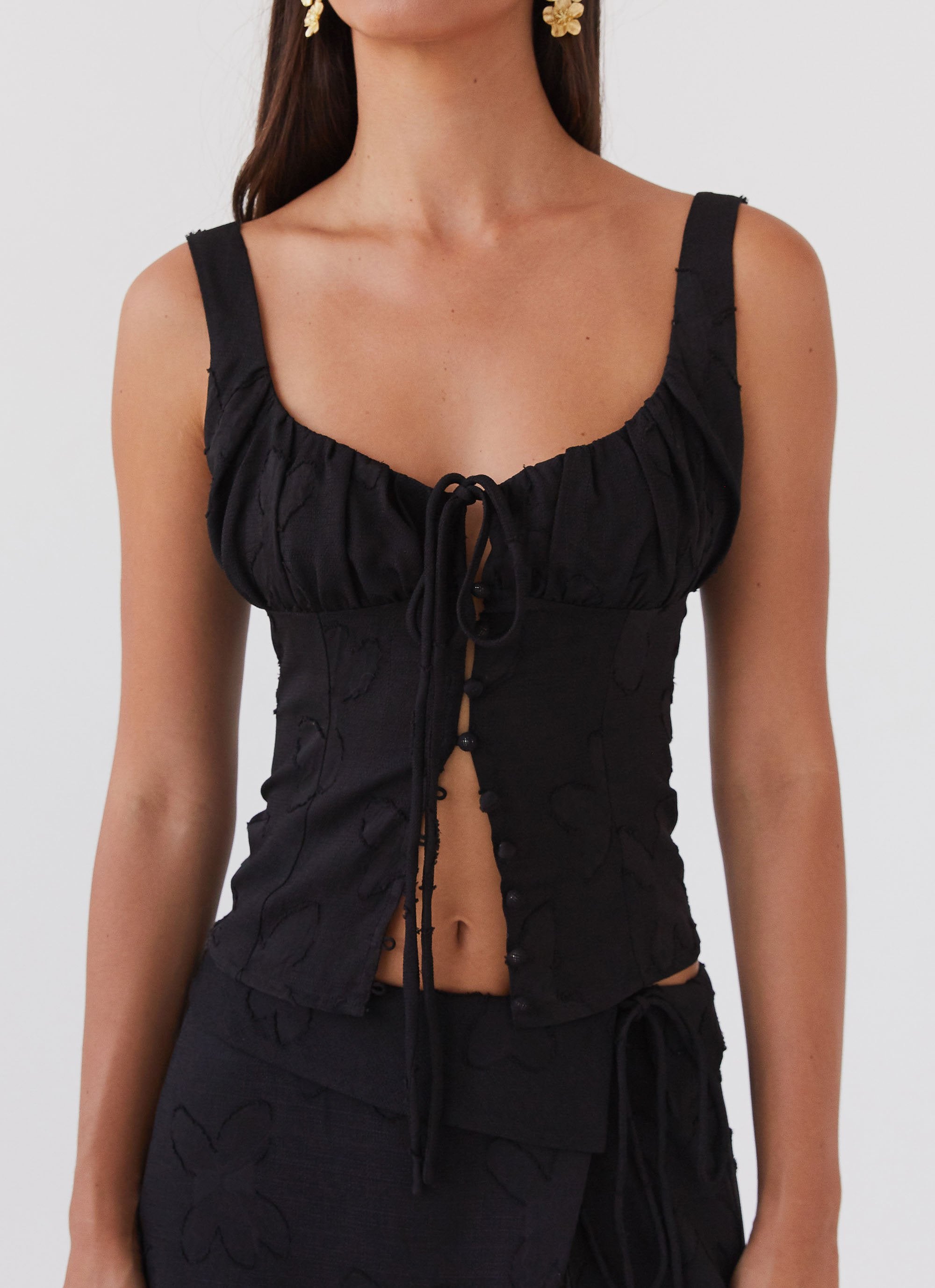 Bianka Tie Top - Black Petal