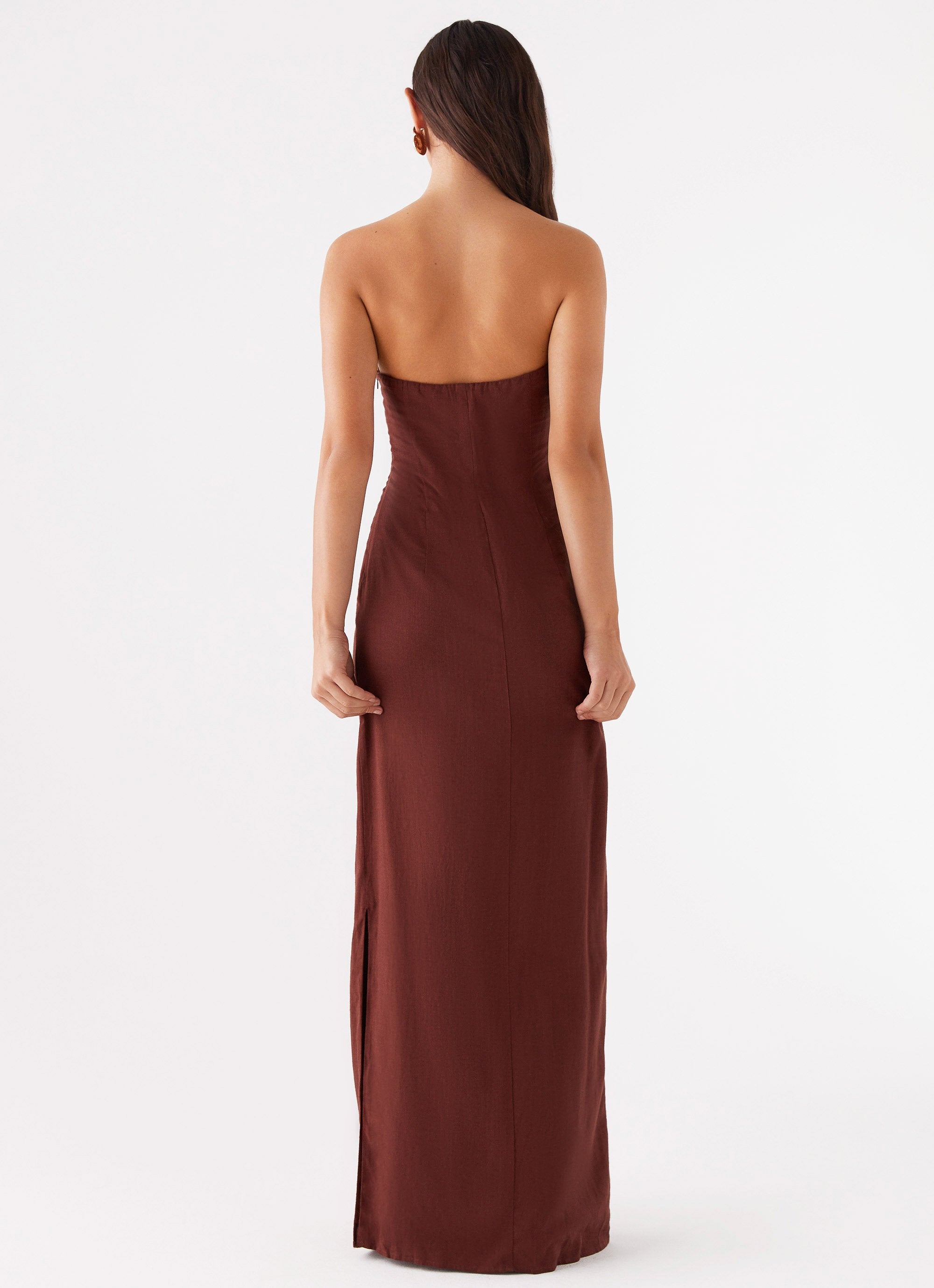 Esra Strapless Maxi Dress - Chocolate