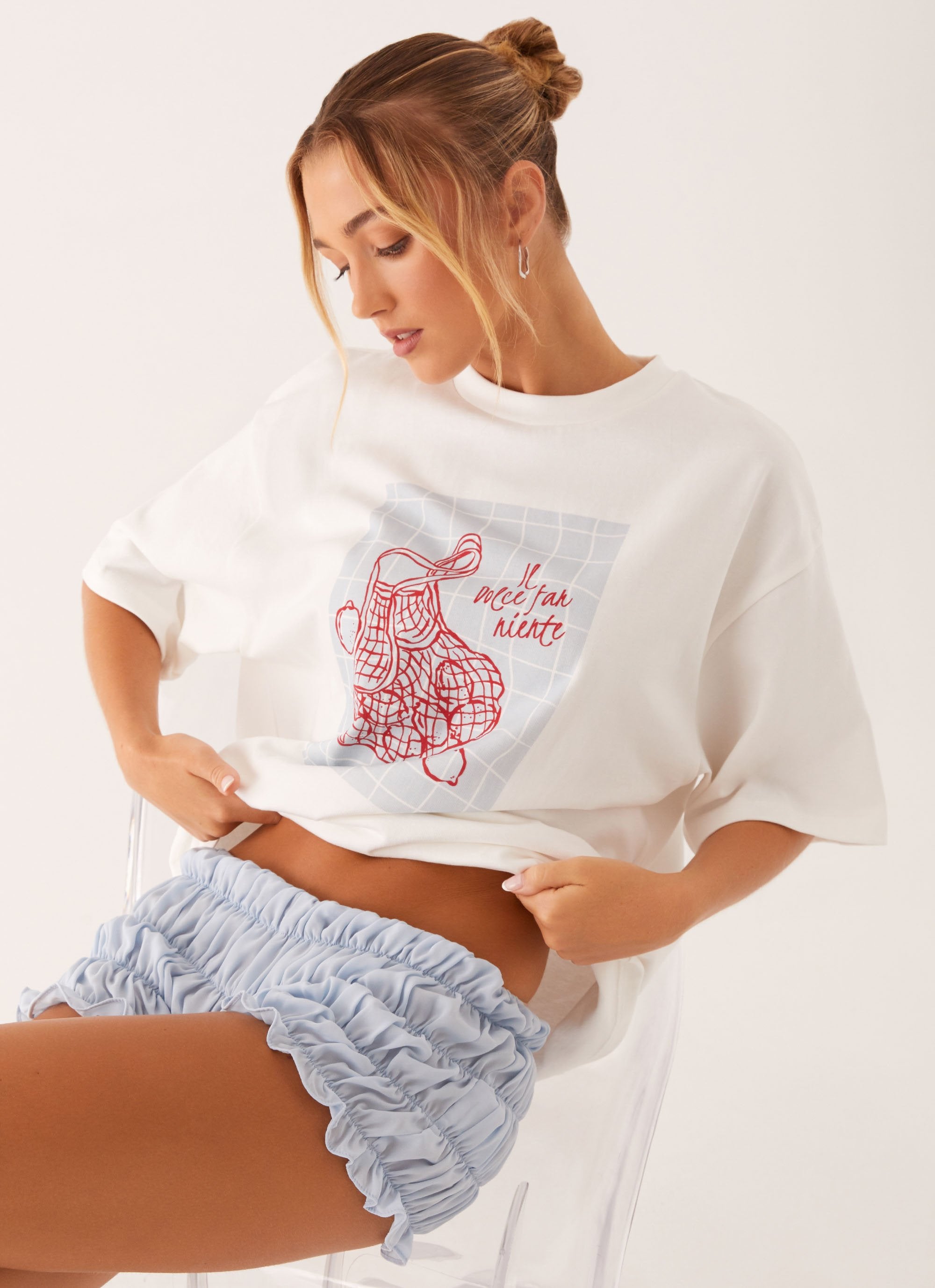 Born To Have Fun Oversized Graphic Tee - White