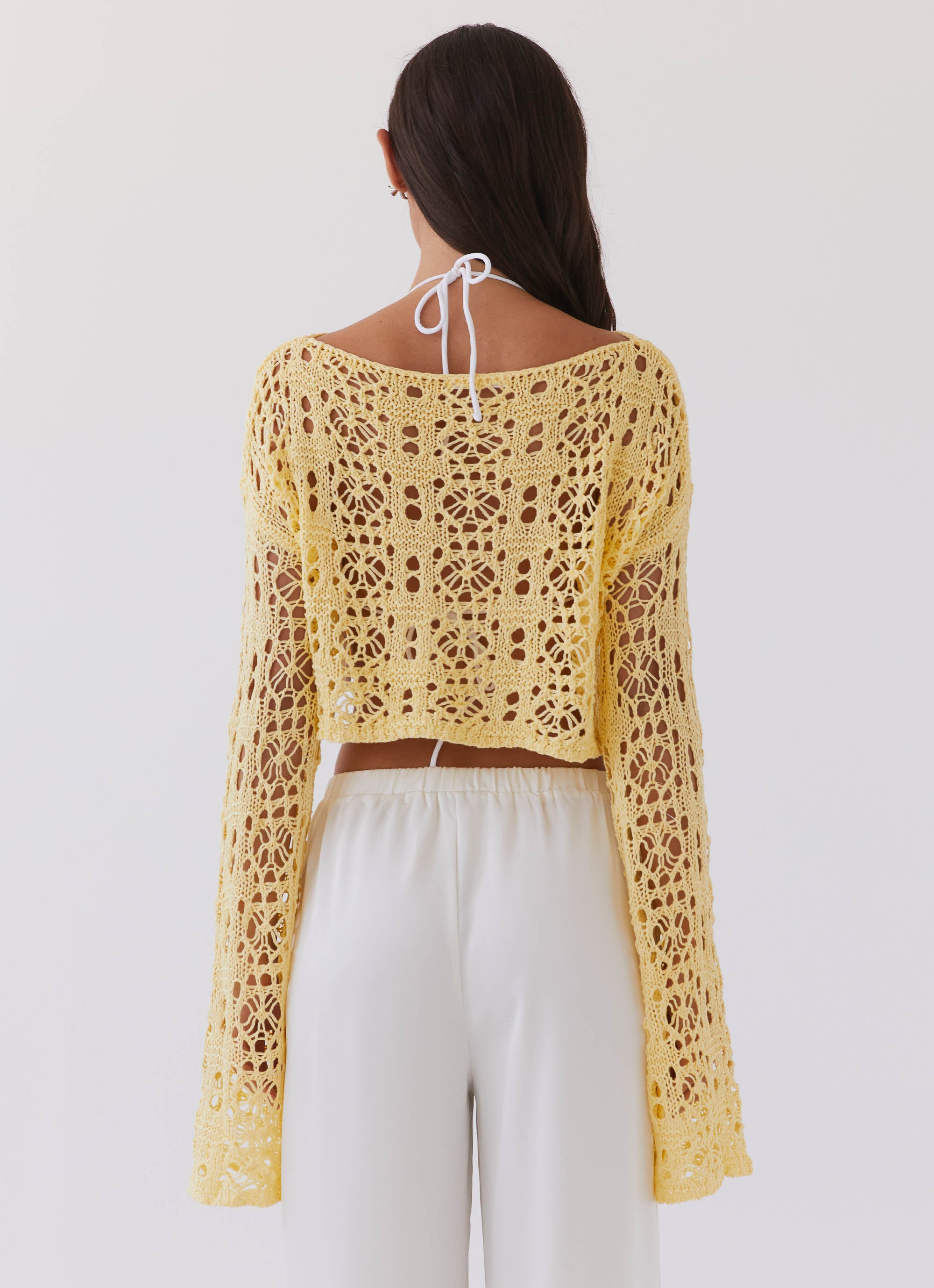 Free Mind Crochet Long Sleeve Top - Marigold