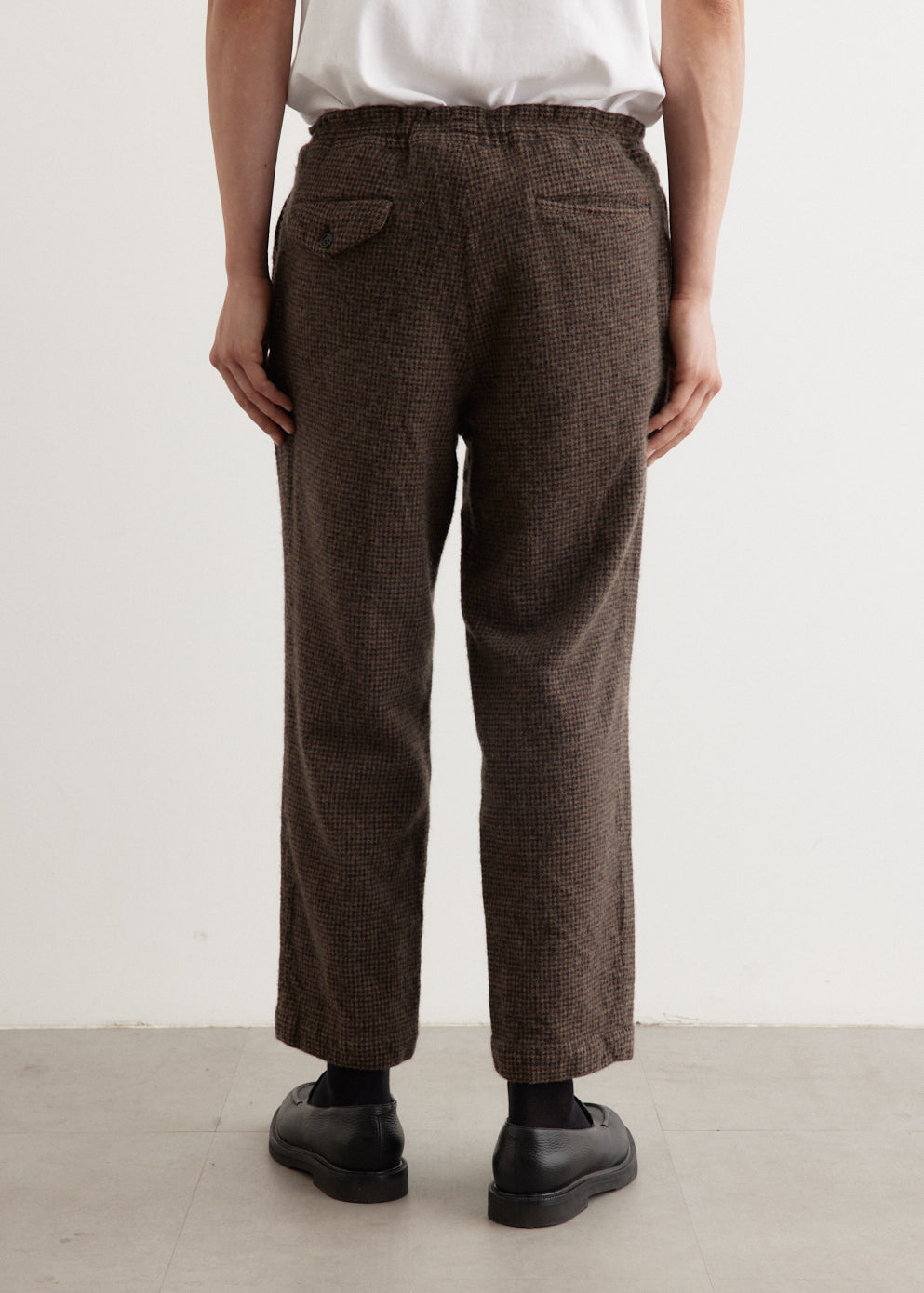 Wool Check Elastic Waist Trouser