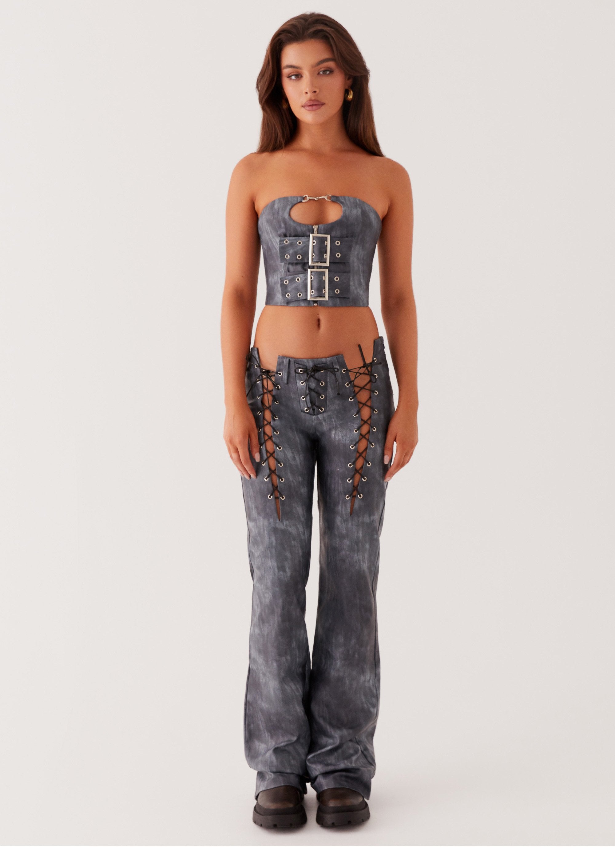 Better When I'm Dancing Lace Up Pants - Graphite