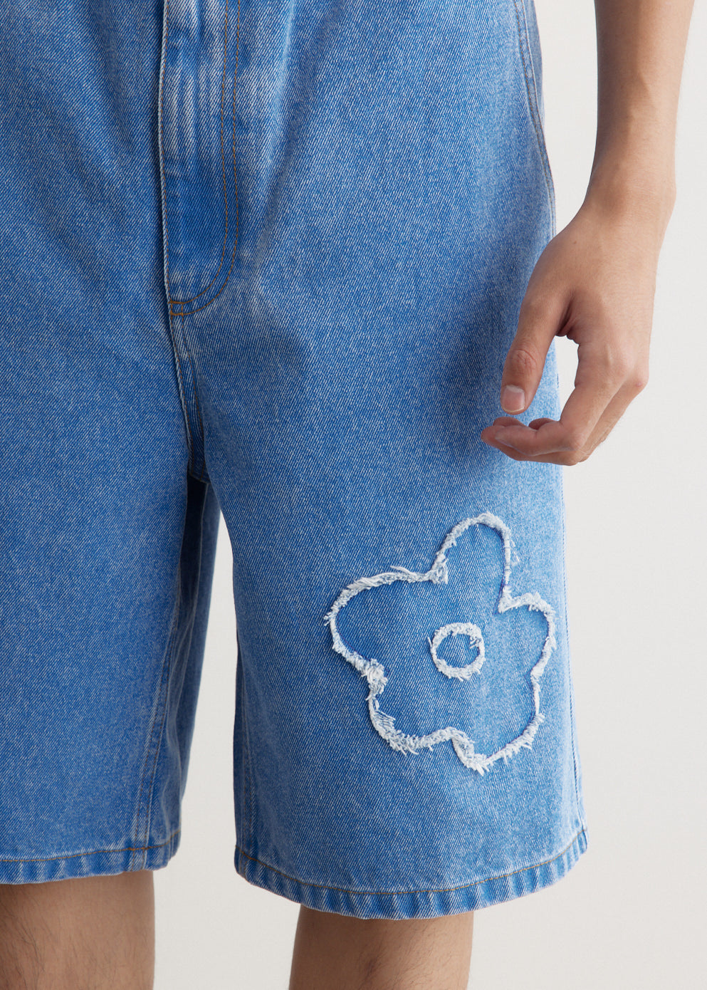 Flower Patch Bleached Denim Shorts