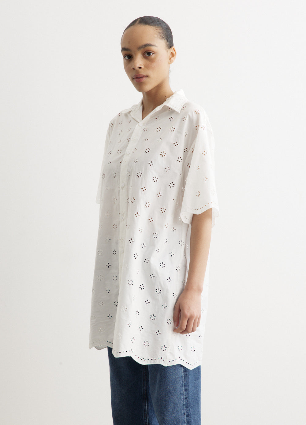 Broderie Mini Shirt Dress