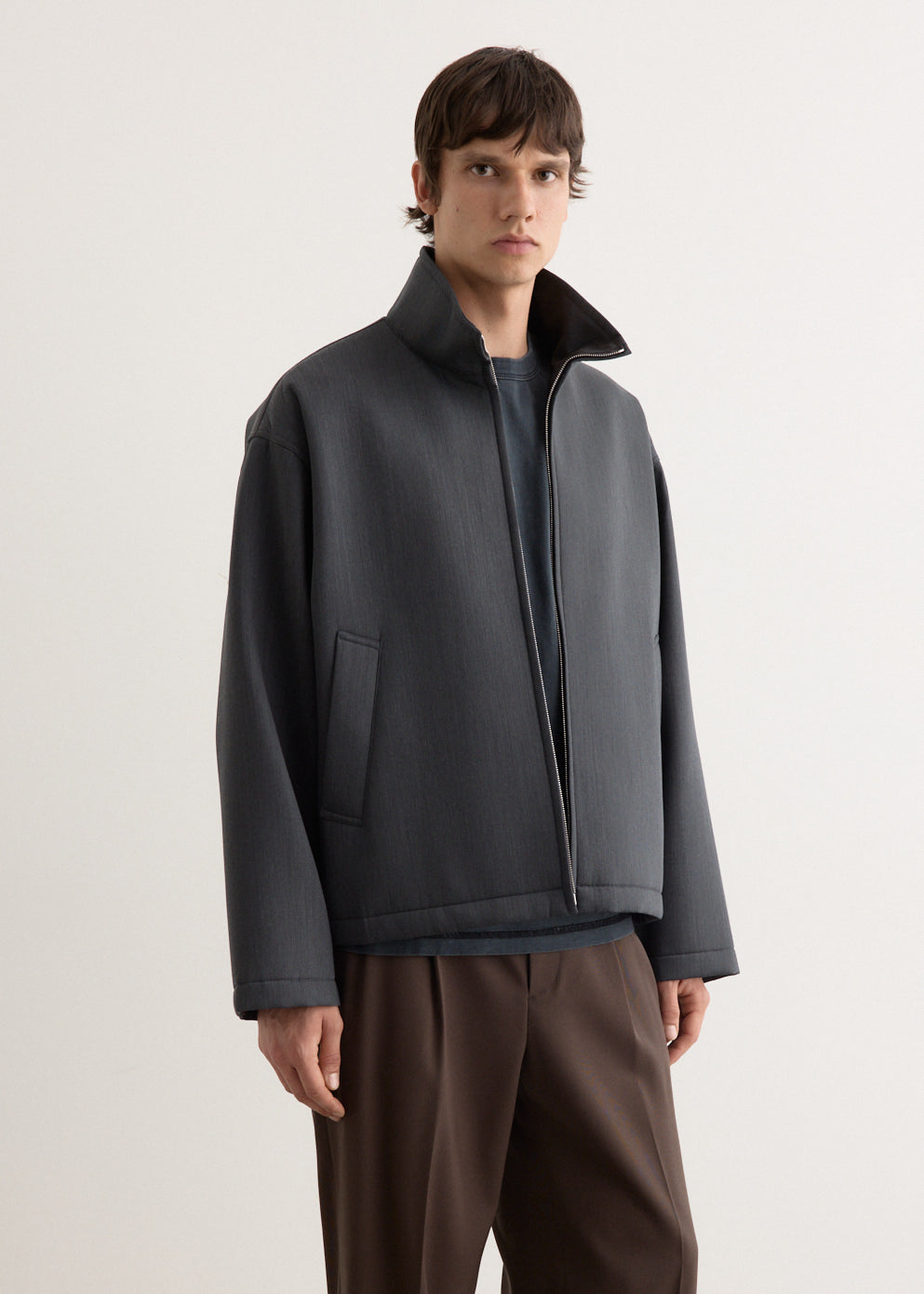 Sponge Wool Twill Zip Blouson