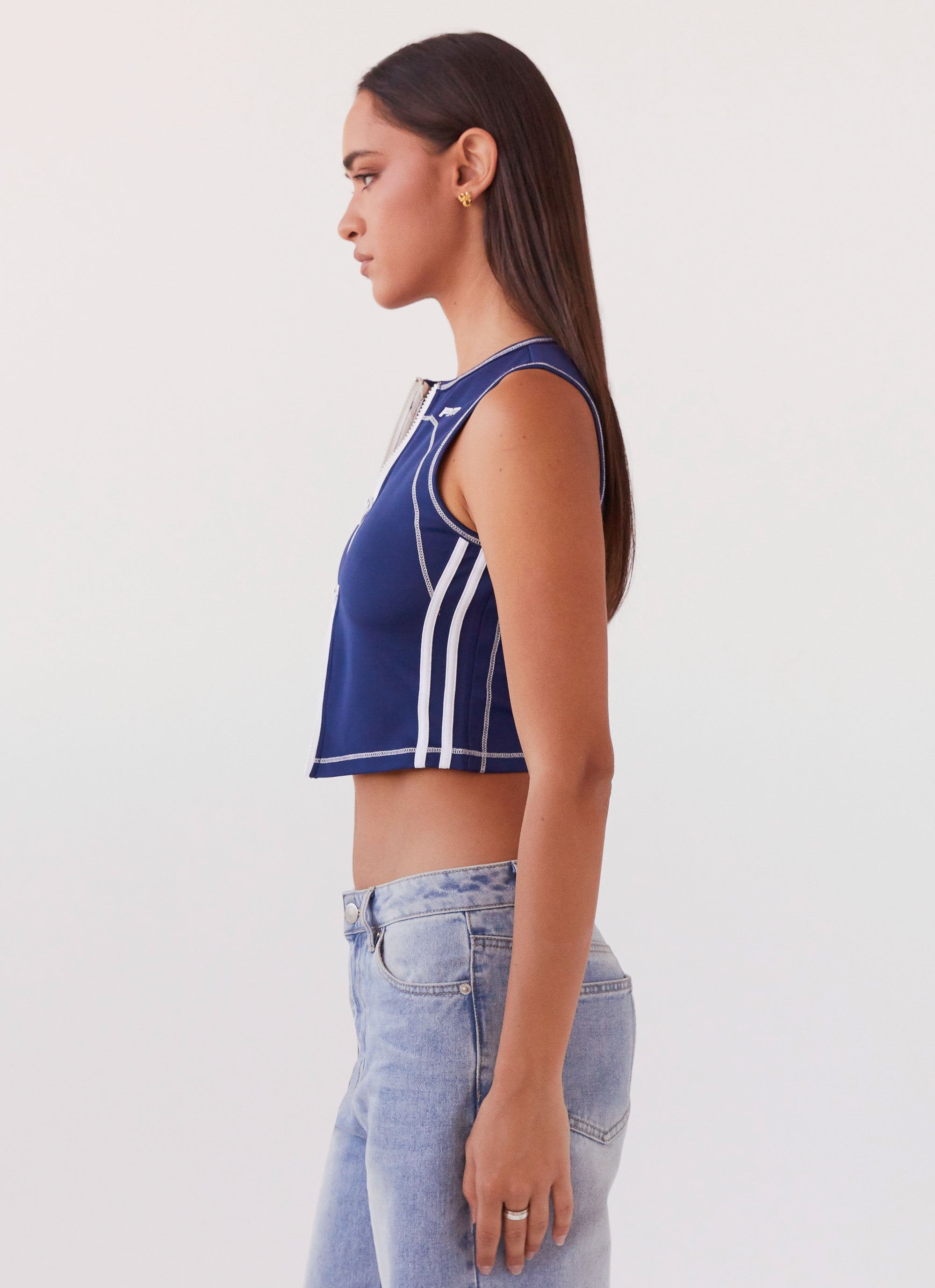 Game Face Sleeveless Top - Space Blue