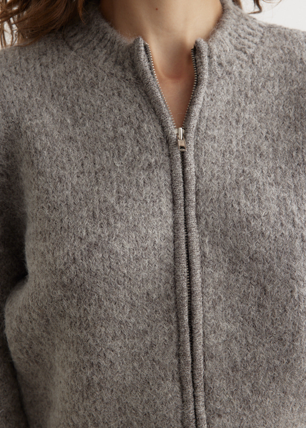 Alpaca Zip-Up Cardigan