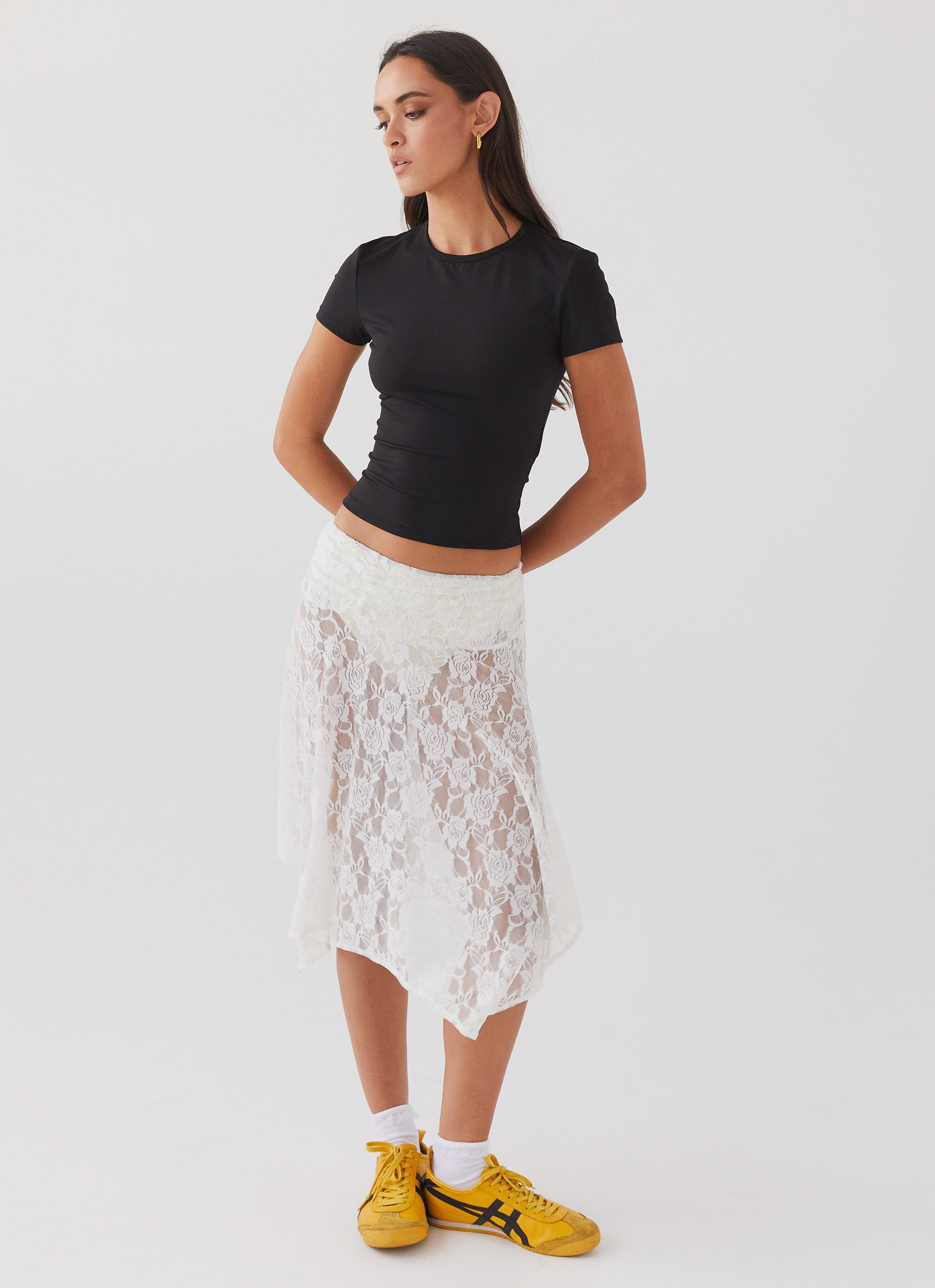 Sweet Nothing Lace Midi Skirt - White