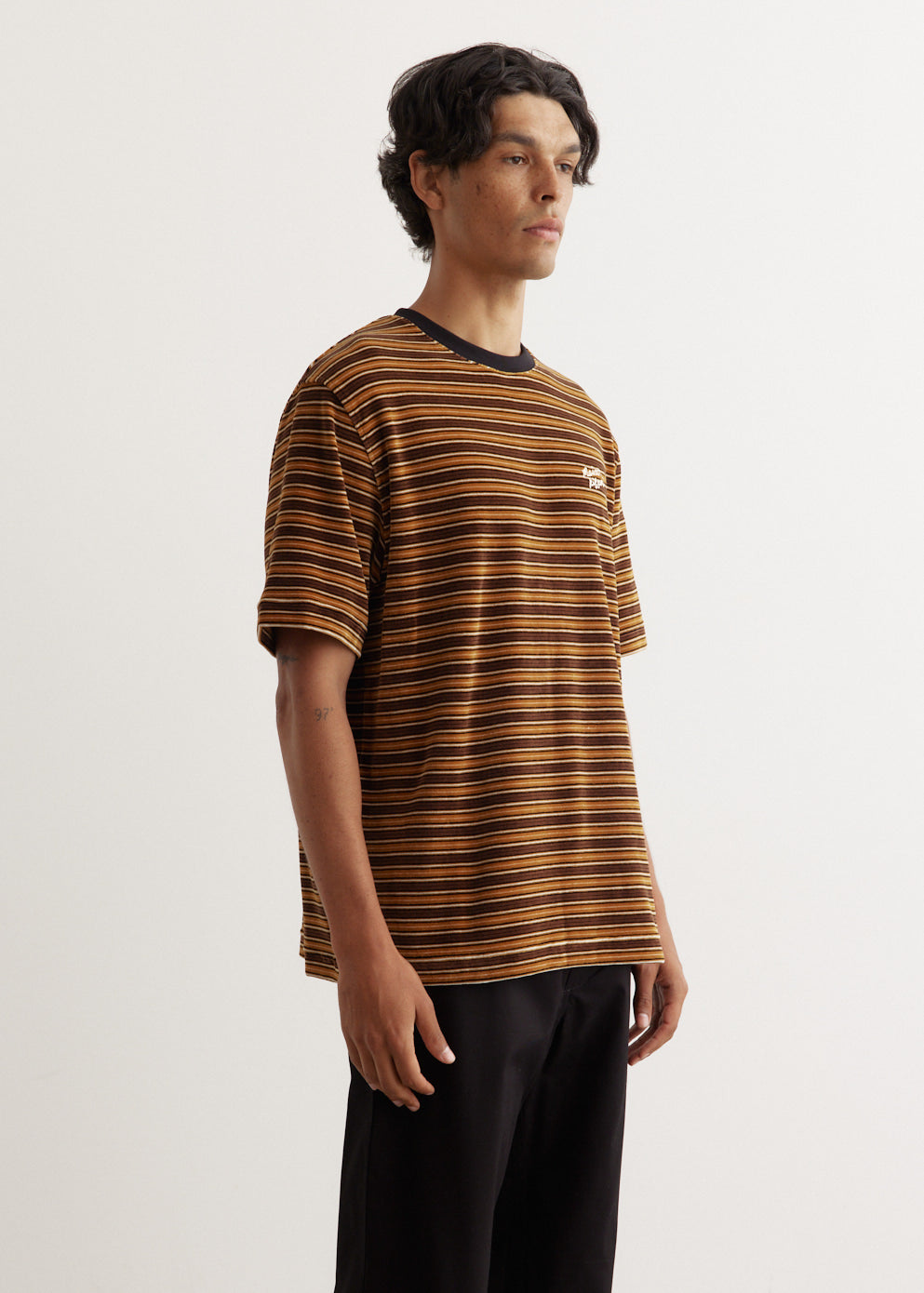 Striped Velvet Oversized T-Shirt