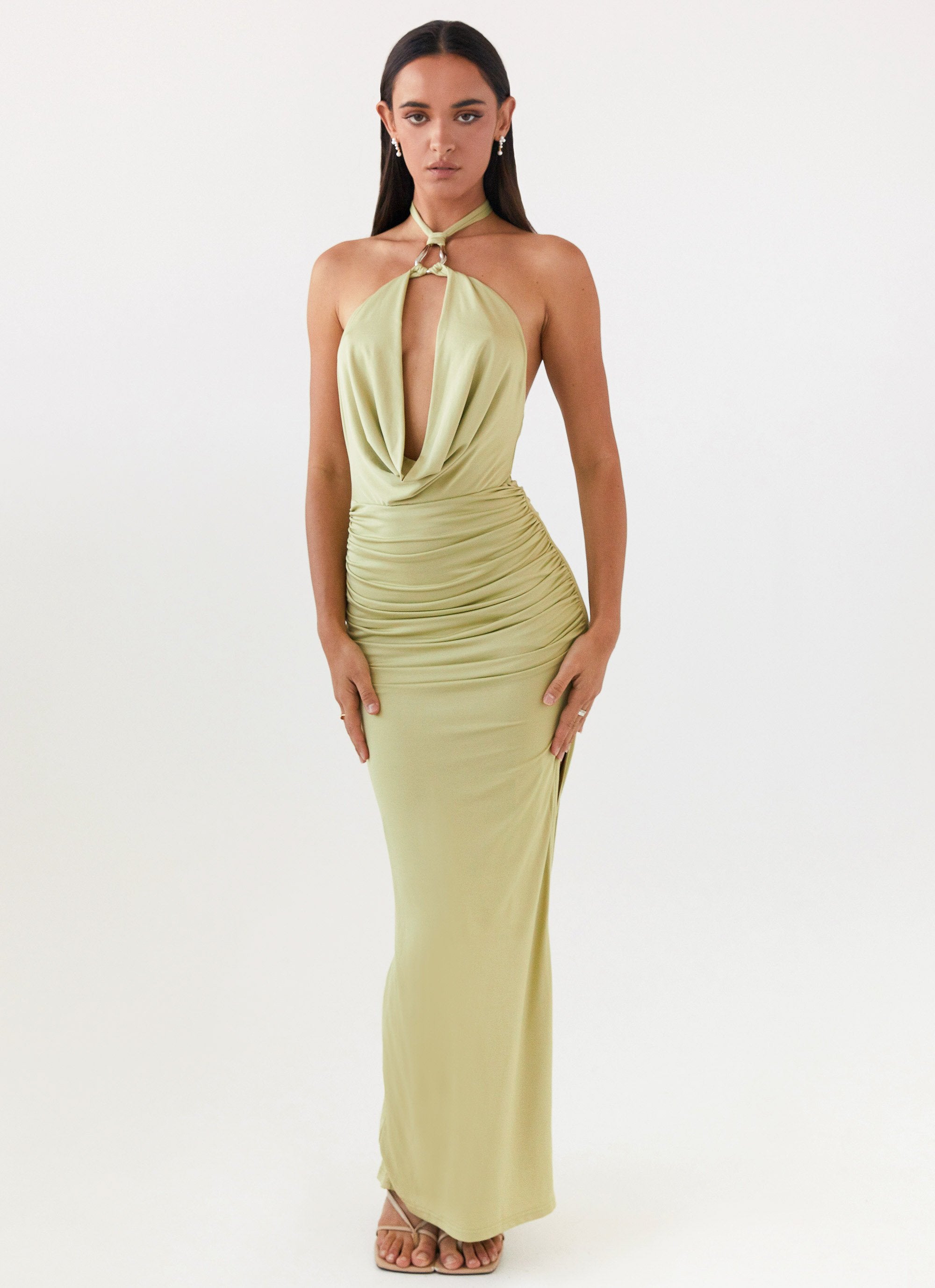 Samara Halterneck Maxi Dress - Sage