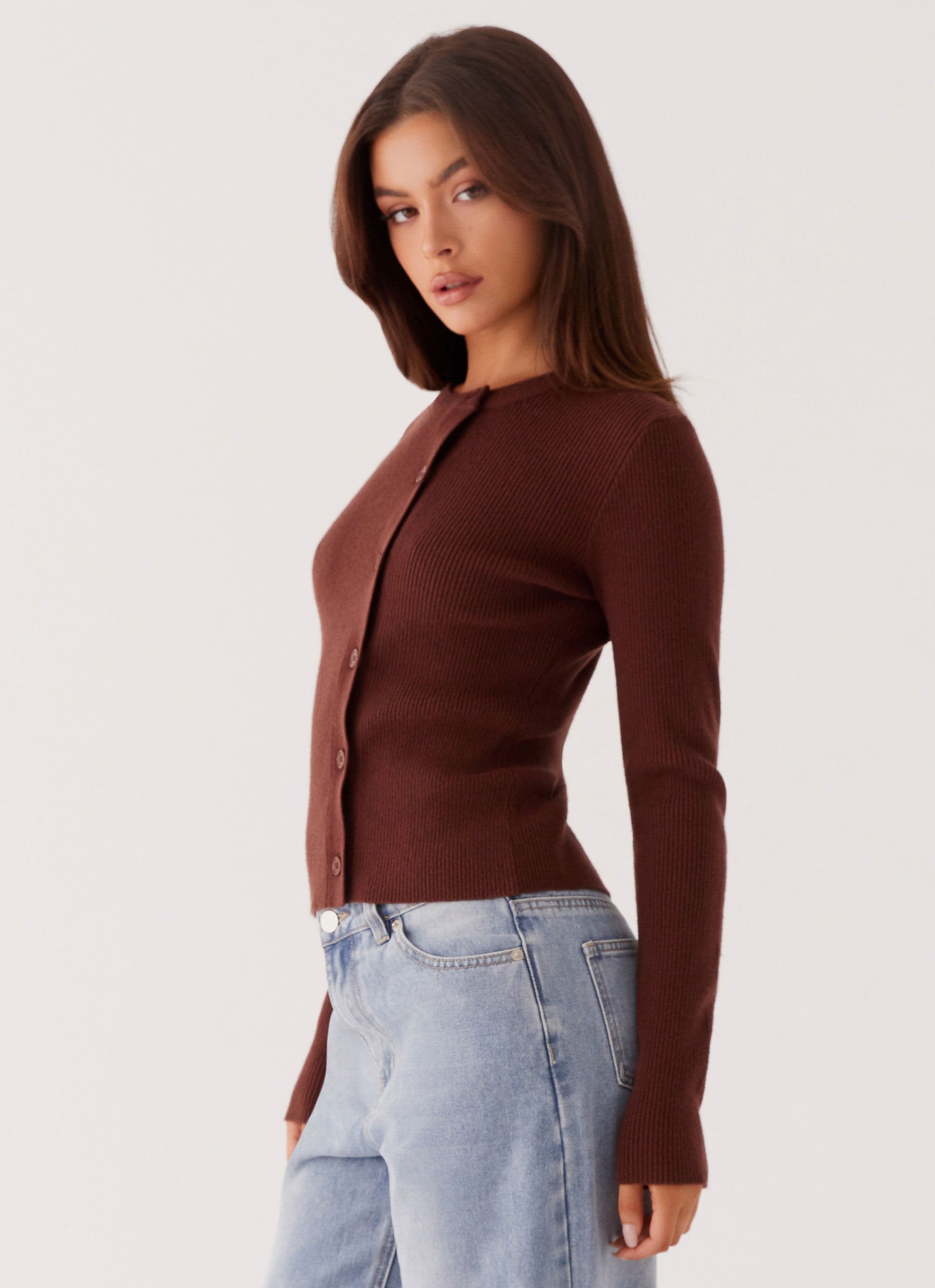 Rubi Knit Long Sleeve Top - Chocolate