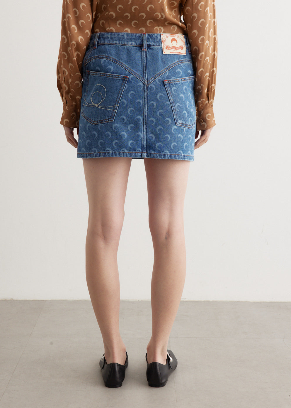 Moon Laser Denim Mini Skirt