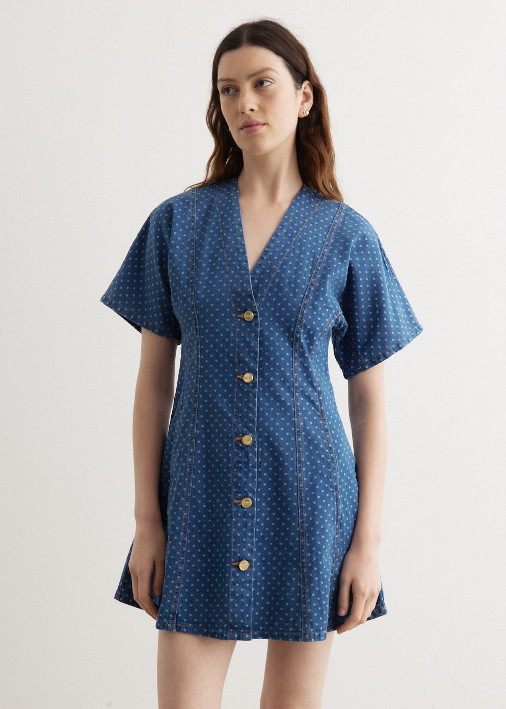 Light Jacquard Denim Mini Dress