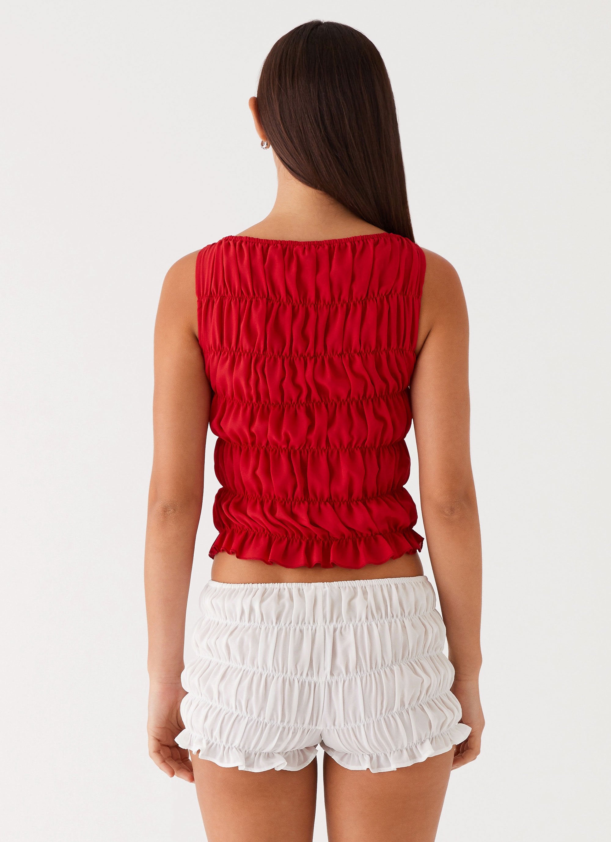 Messina Ruched Tank Top - Red