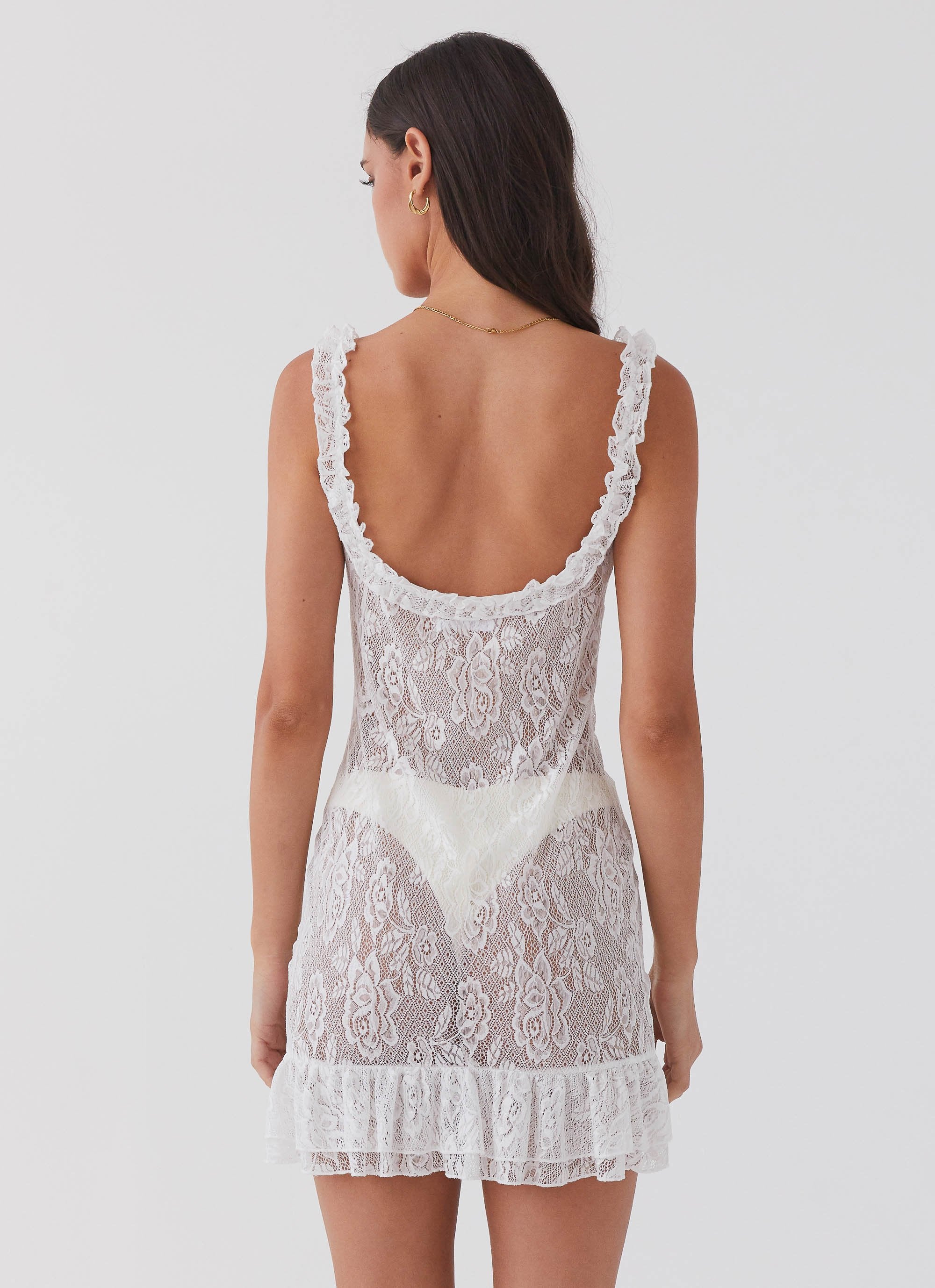 Love Lies Lace Mini Dress - Snow