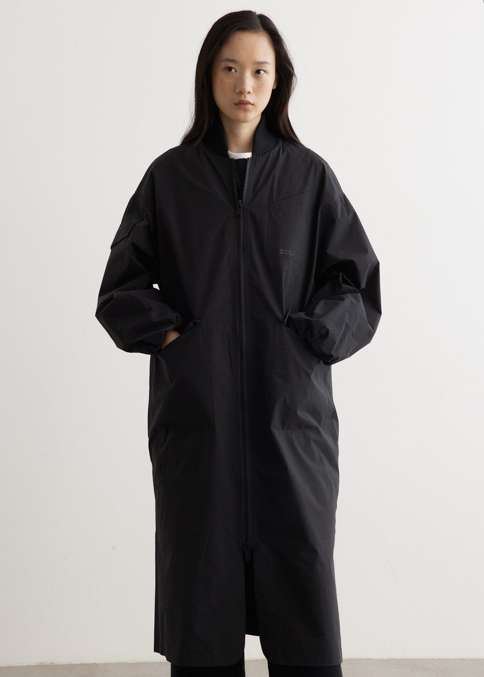 Tech Seersucker Oversized Shell Coat