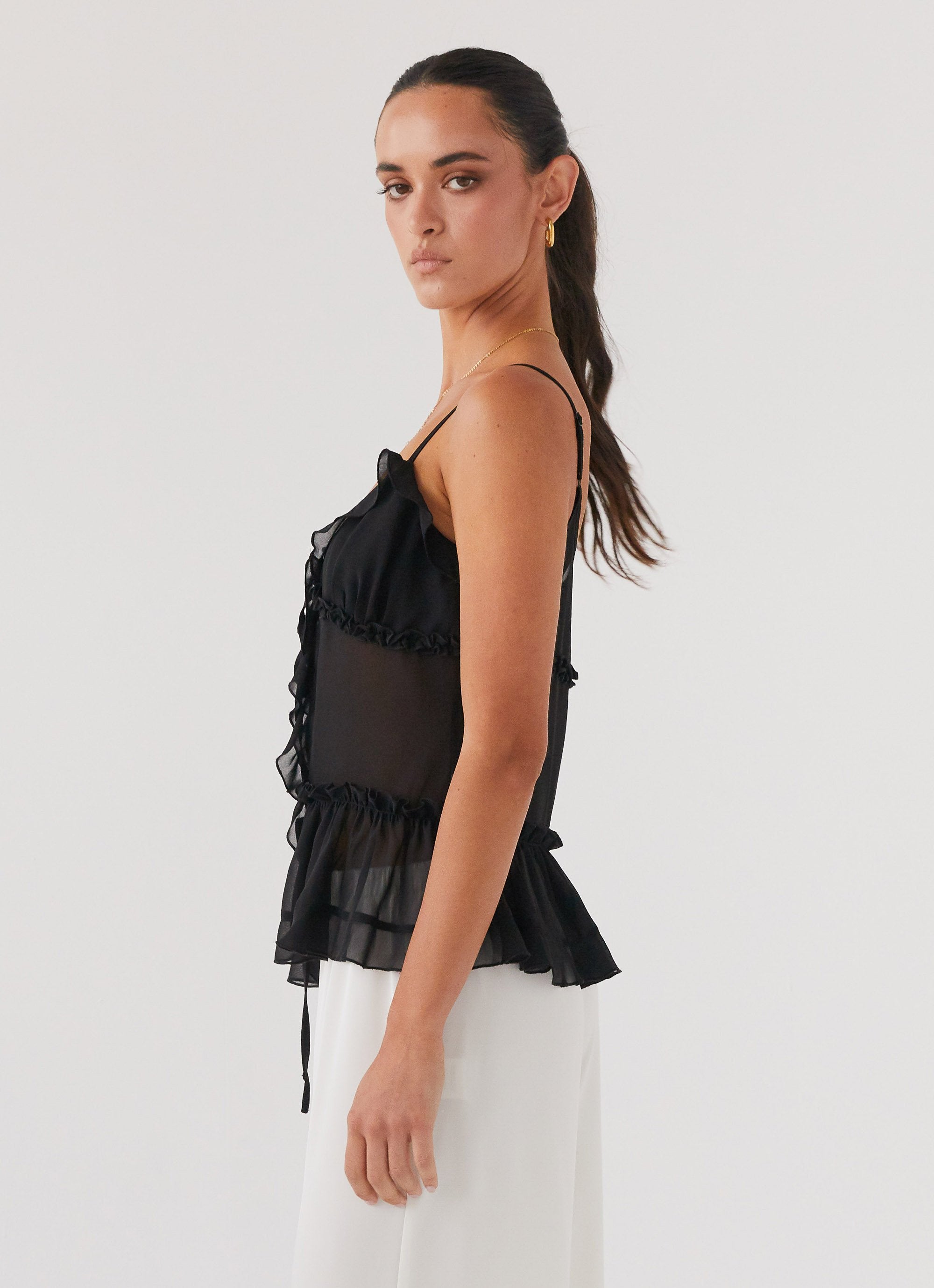 Got It Bad Frill Cami Top - Black