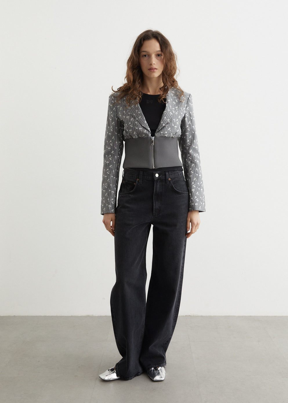 Acetate Jacquard Cropped Blazer