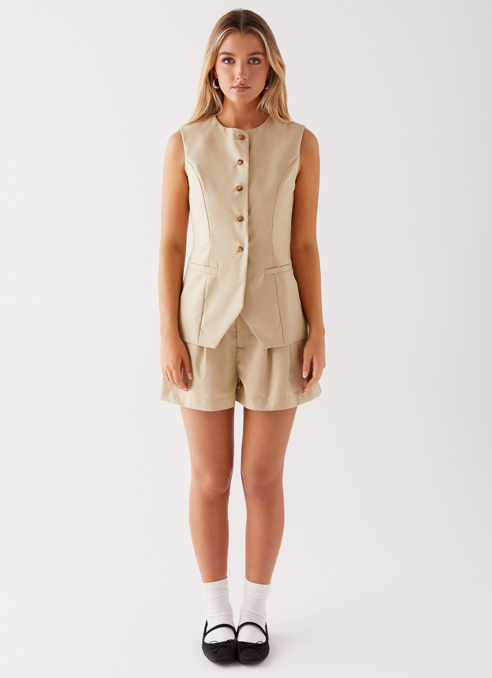 Siena Style Tailored Vest - Beige