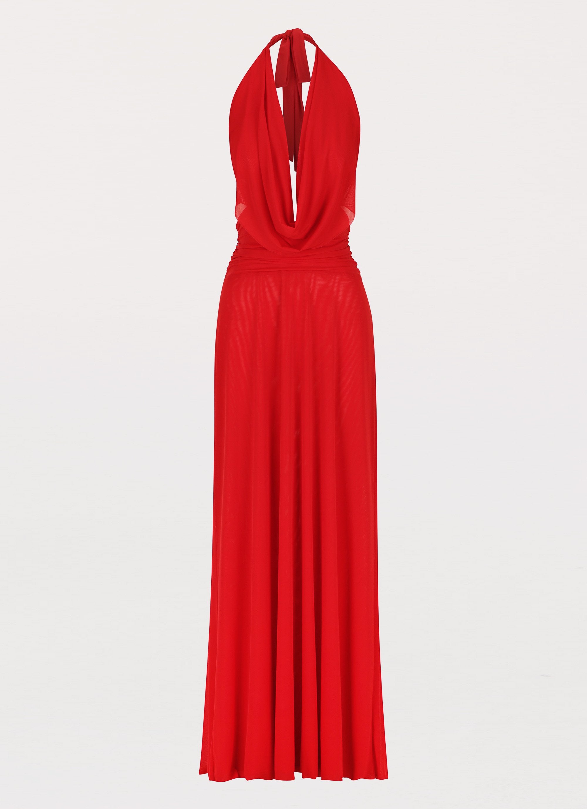 Elysia Mesh Maxi Dress - Cherry Red