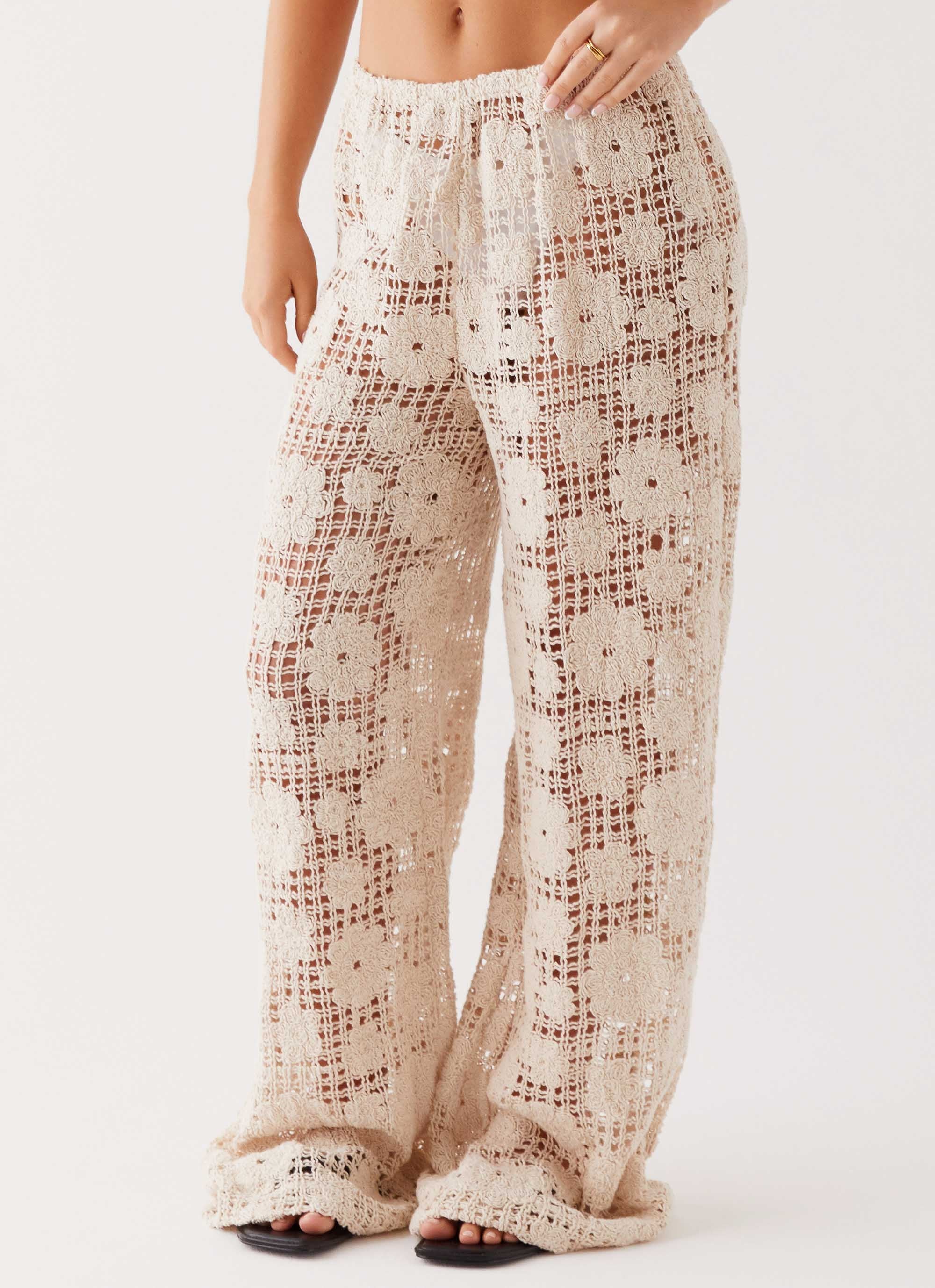 Shell Beach Crochet Pants - Ivory