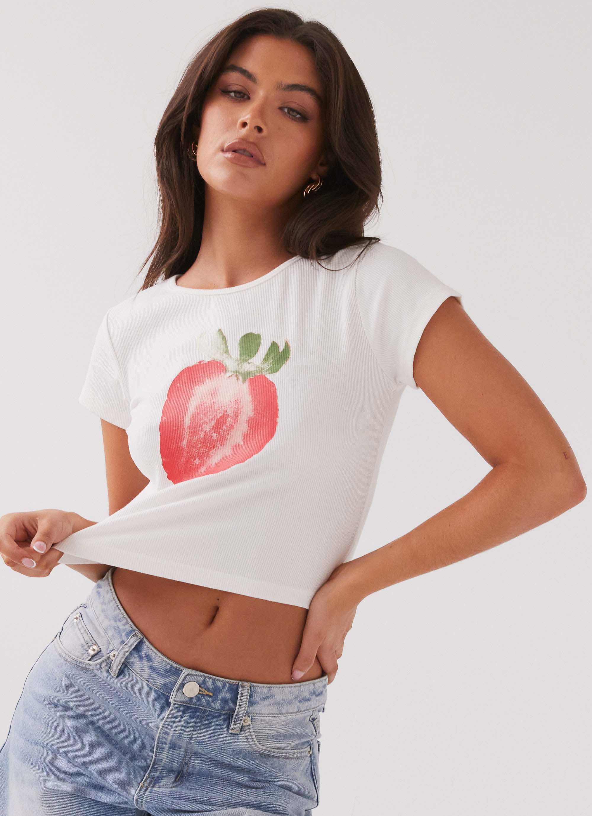 Strawberry Shortcake Graphic Baby Tee - White