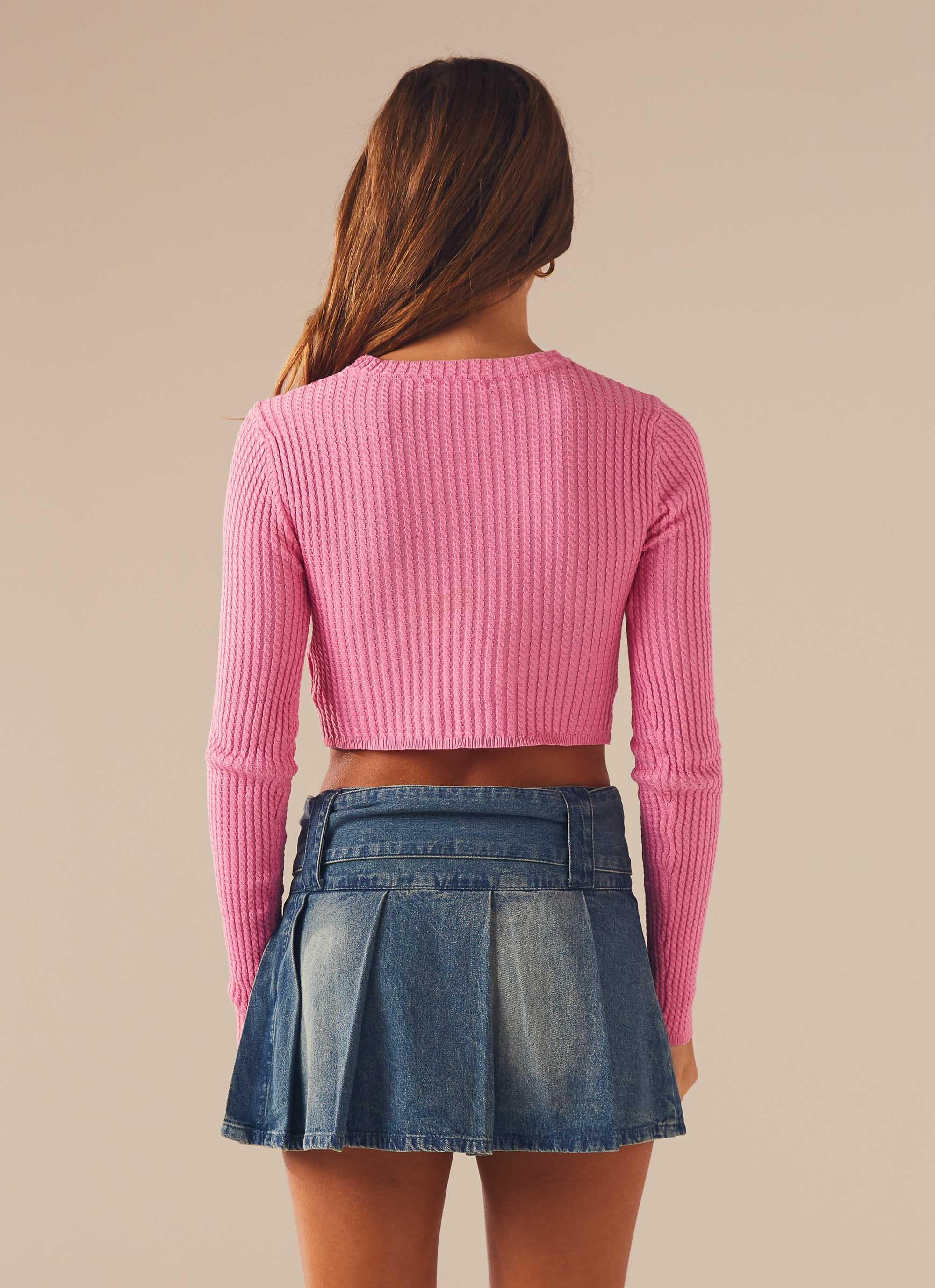 I'm Yours Crop Knit Top - Fuchsia