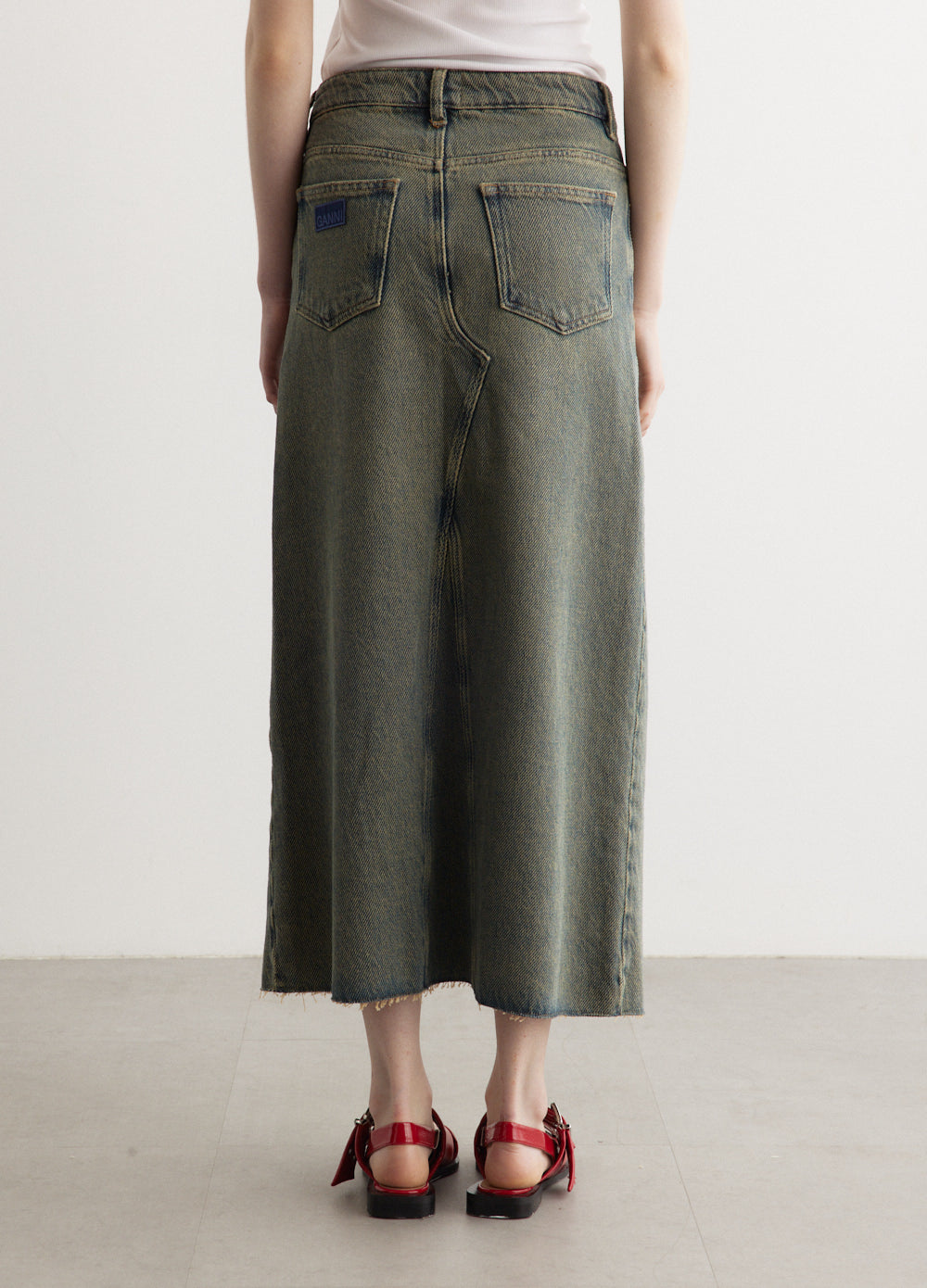 Overdyed Heavy Denim Maxi Skirt