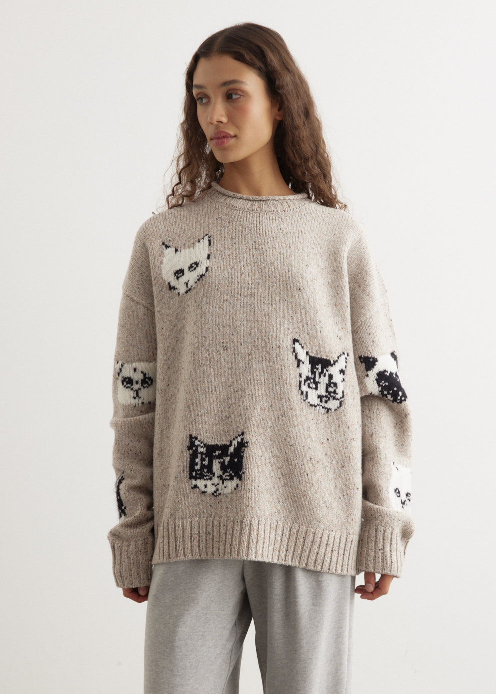 Kuelu Cat Jacquard Sweater