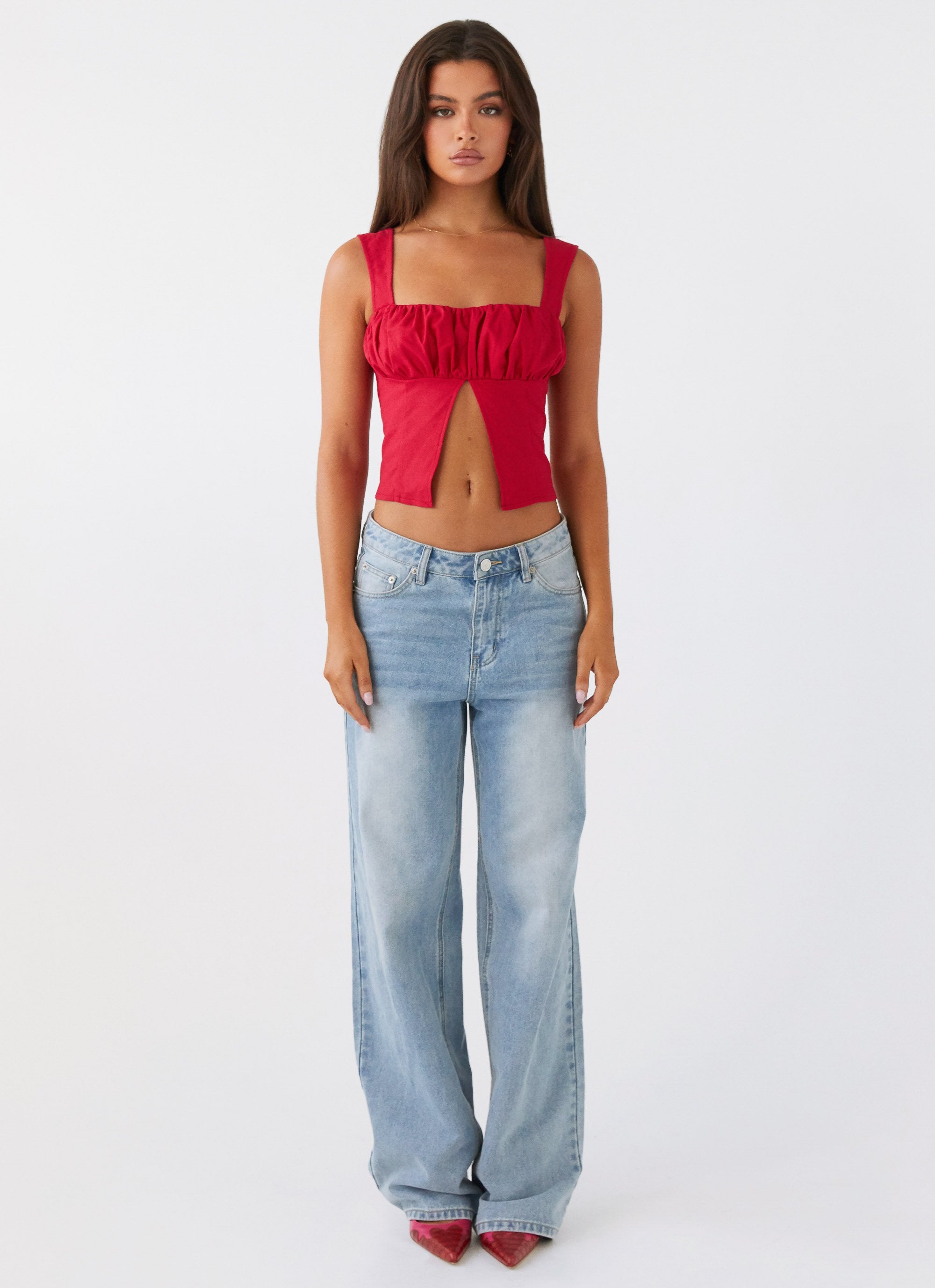 A Poet's Notes Linen Top - Red