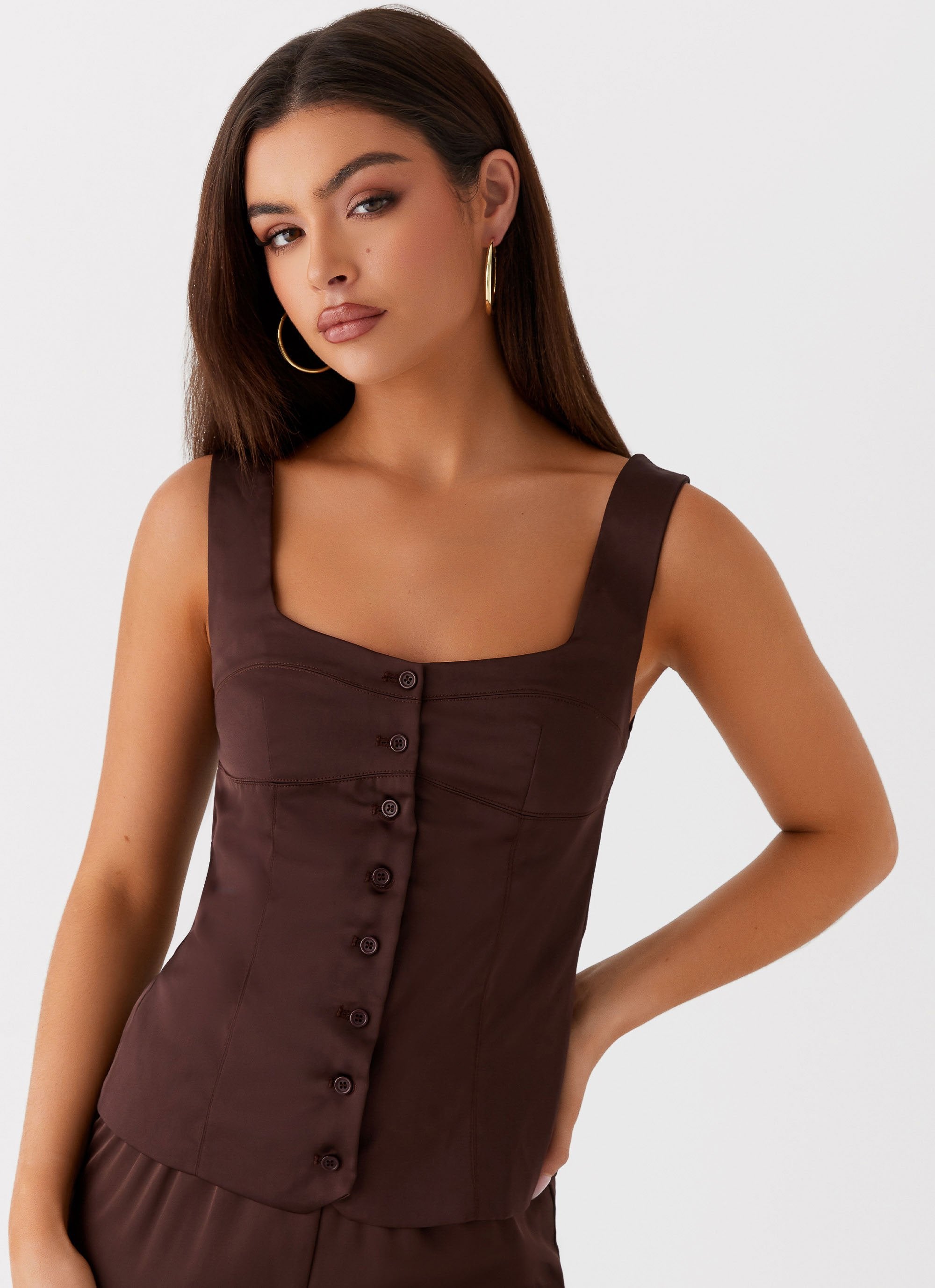 Golden Skies Bustier Panel Top - Chocolate