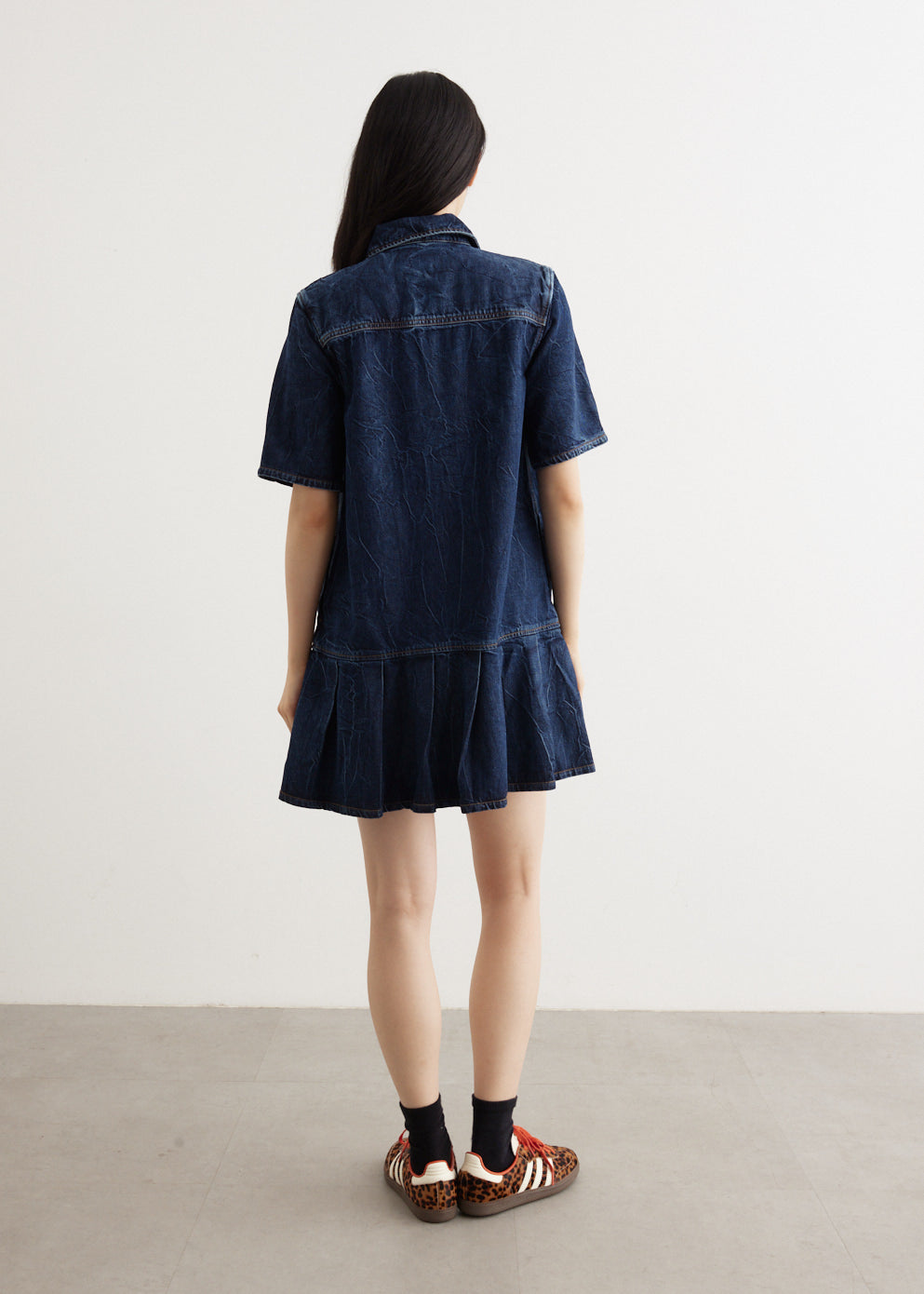 Crinkled Future Denim Mini Dress