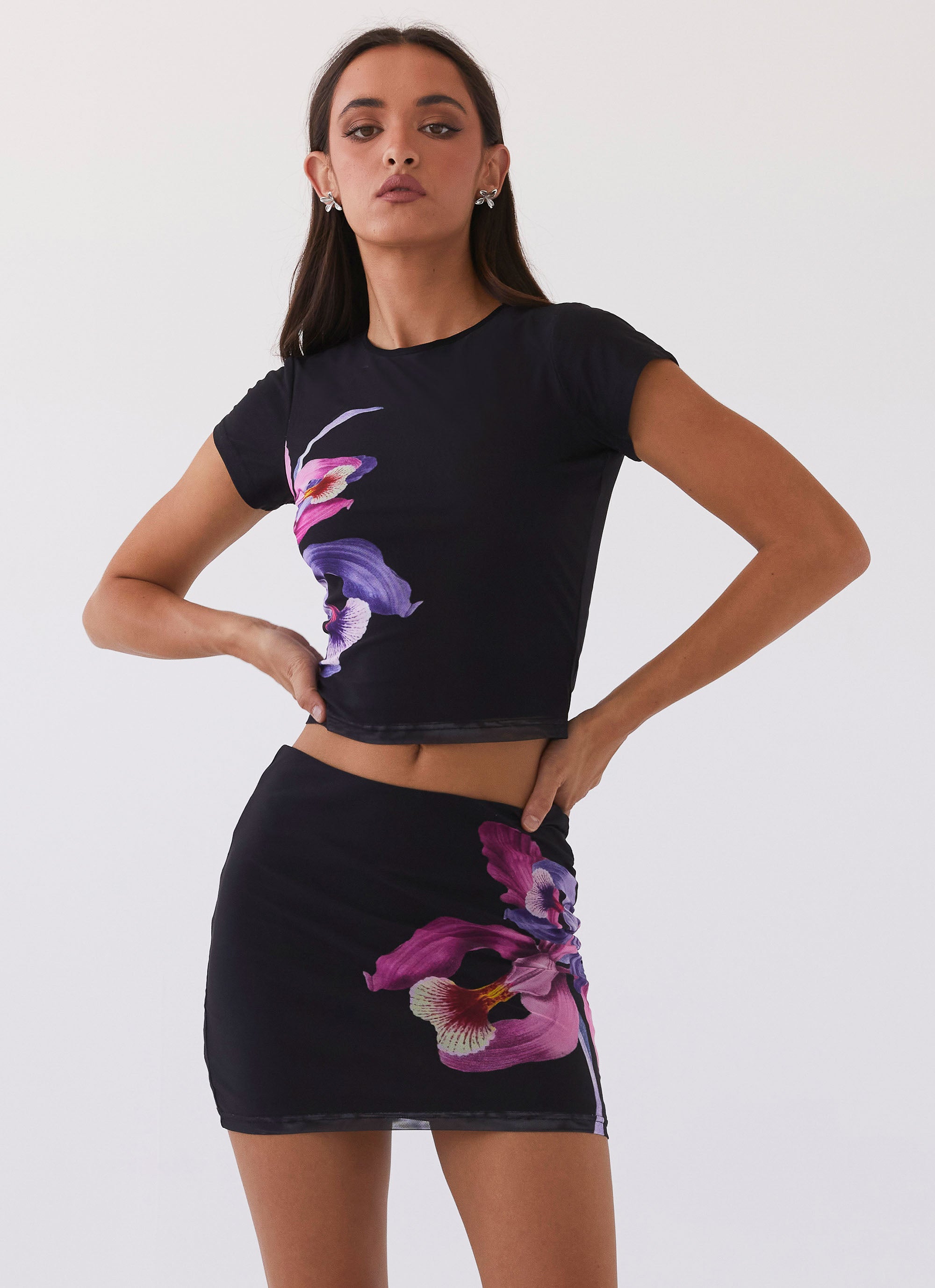 Sunset Bliss Mesh Tee - Cosmo Floral