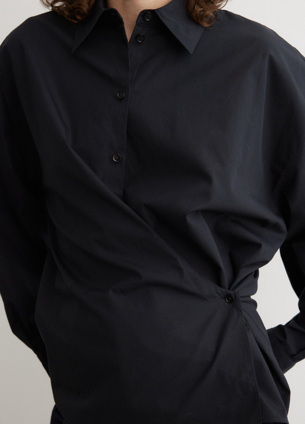 Straight Collar Twisted Shirt