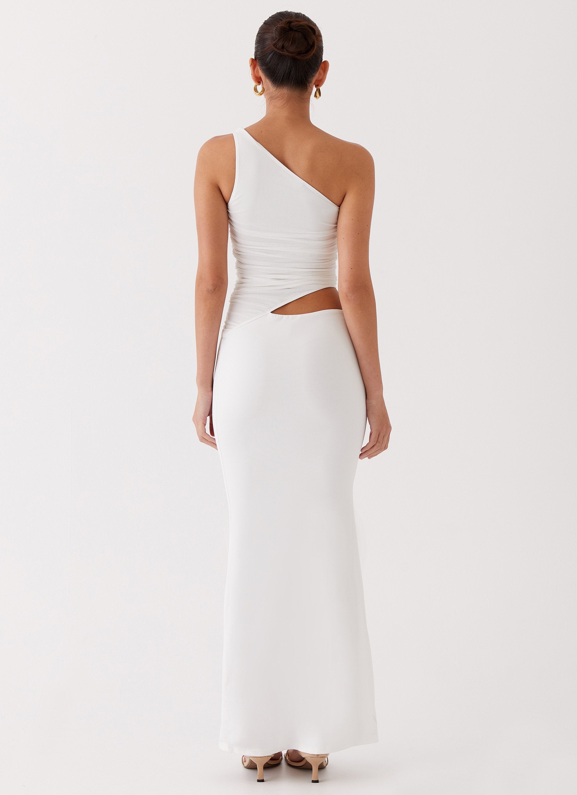 Seranella One Shoulder Maxi Dress - White