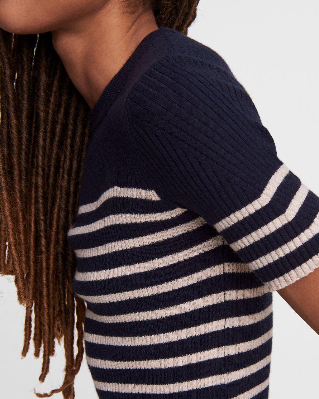 Kate Striped Short-sleeve Sweater