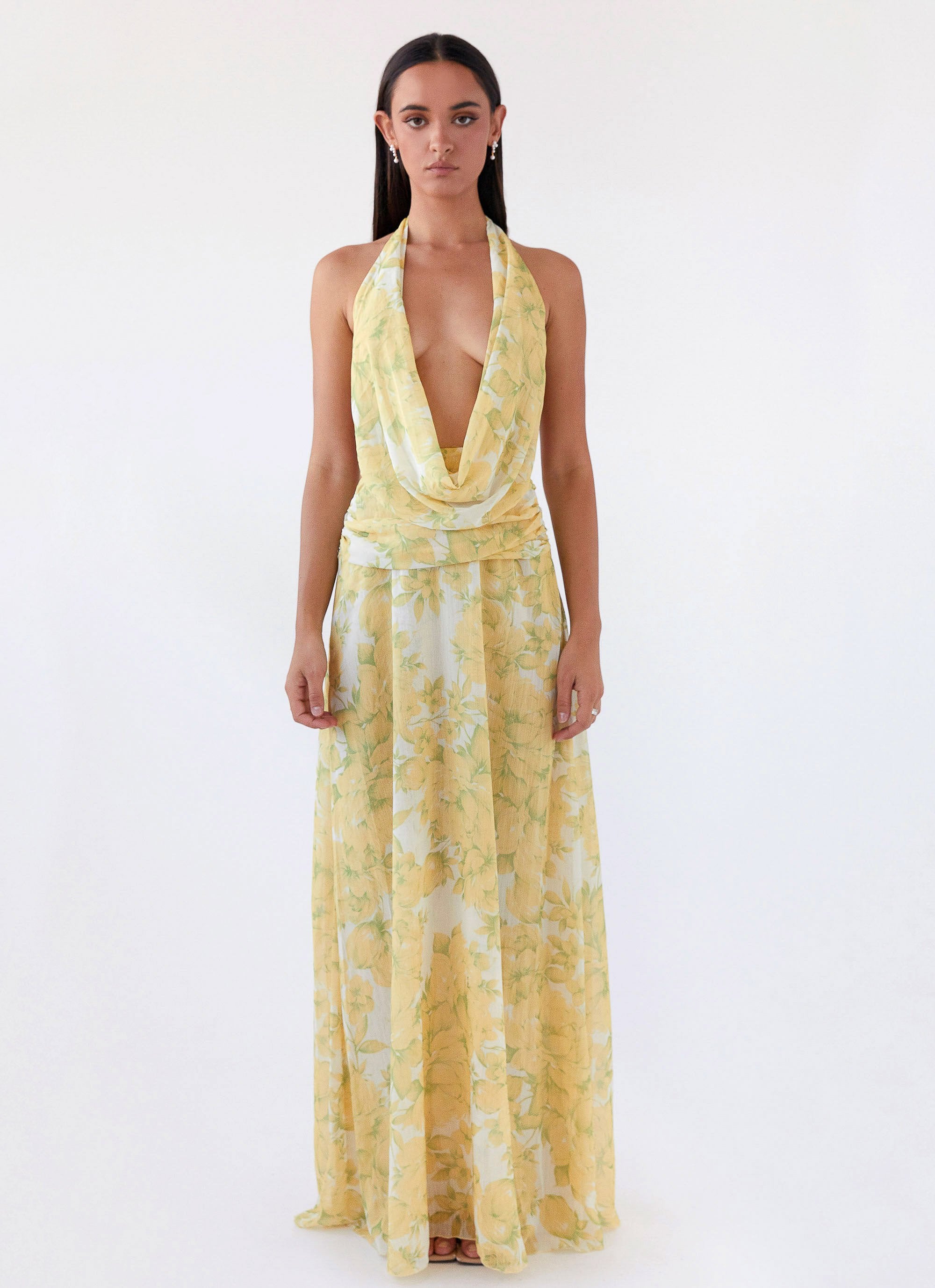 Elysia Chiffon Maxi Dress - Daffodil